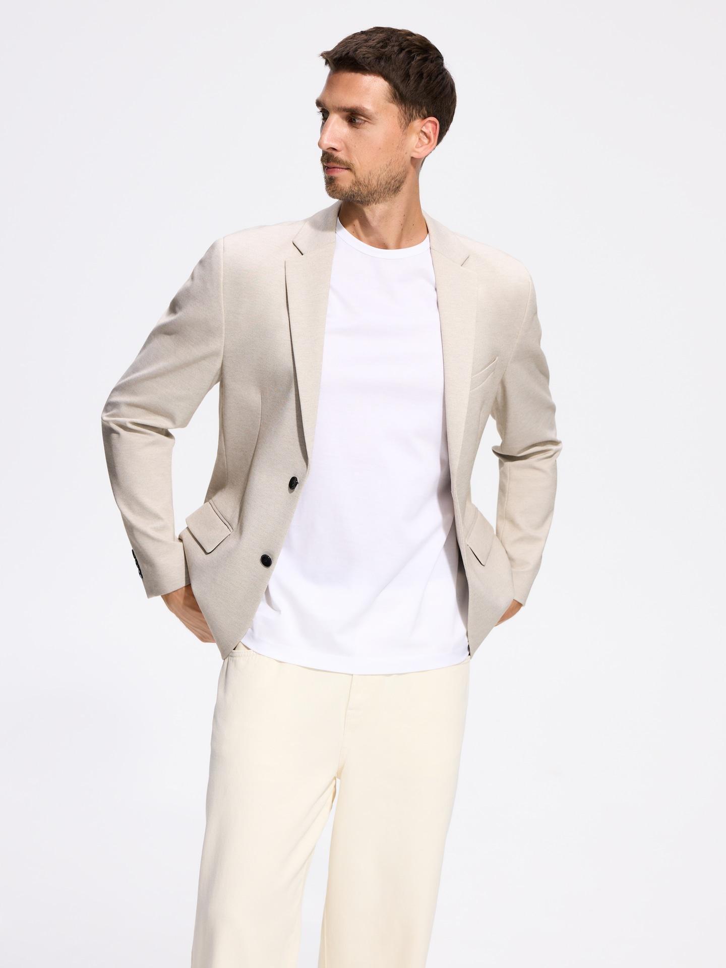 Beige Slim Fit Blazer, Beige, medium