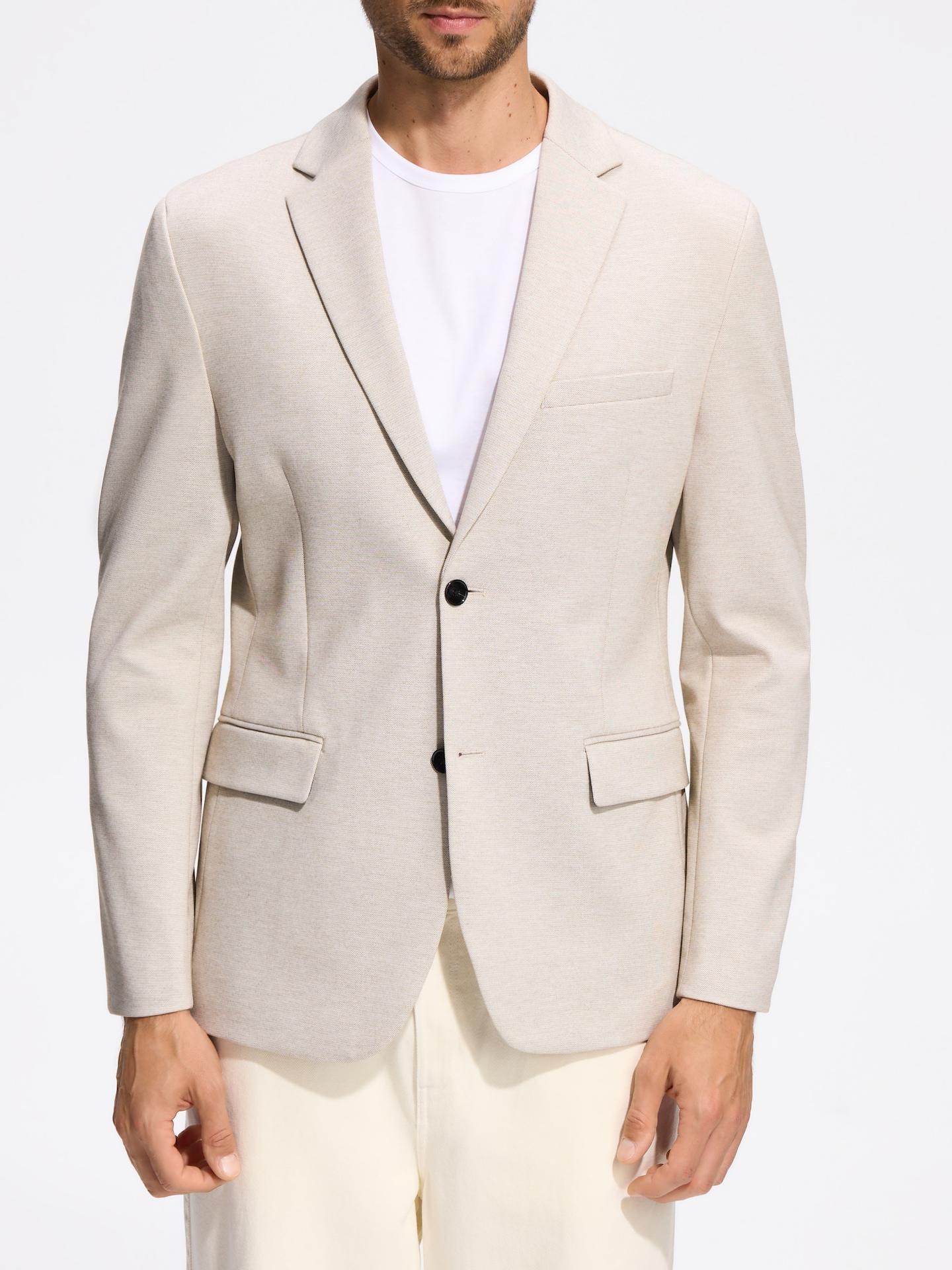 Beige Slim Fit Blazer, Beige, medium