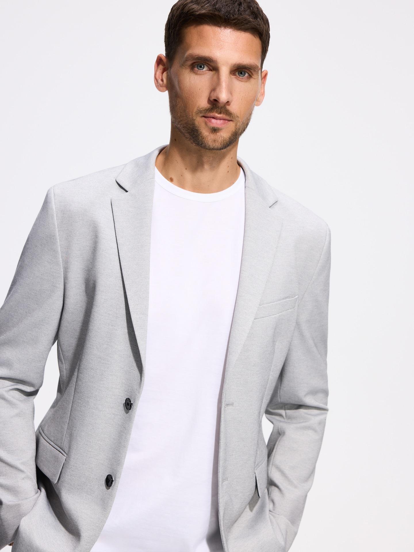 Grey Slim Fit Blazer, Light grey, medium
