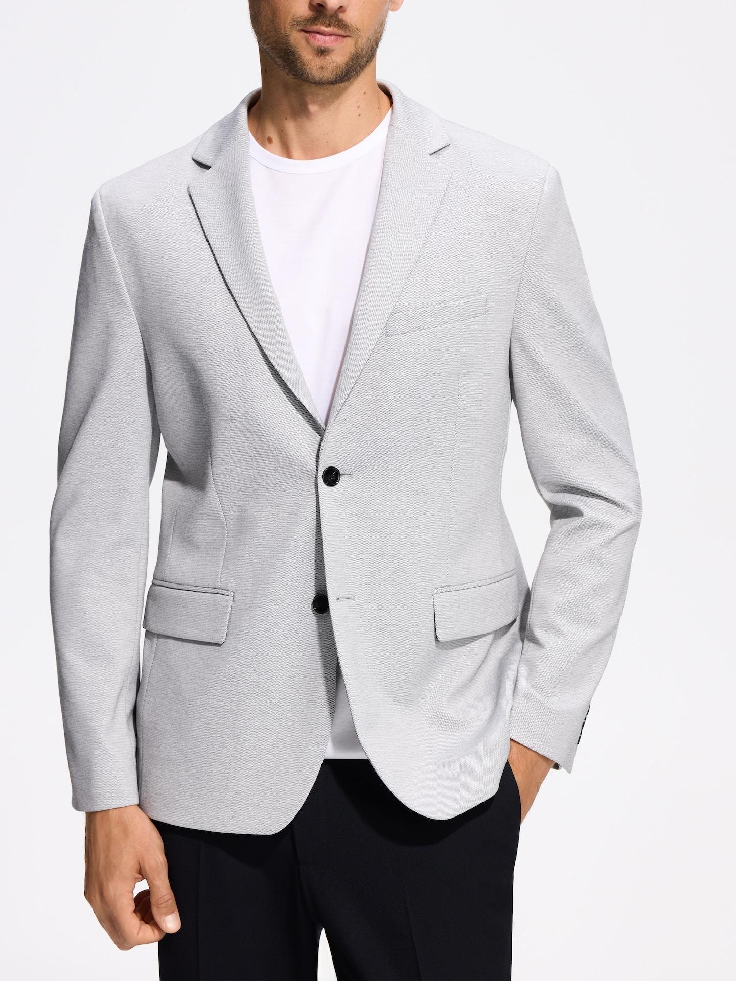 Grey Slim Fit Blazer, Light grey, medium