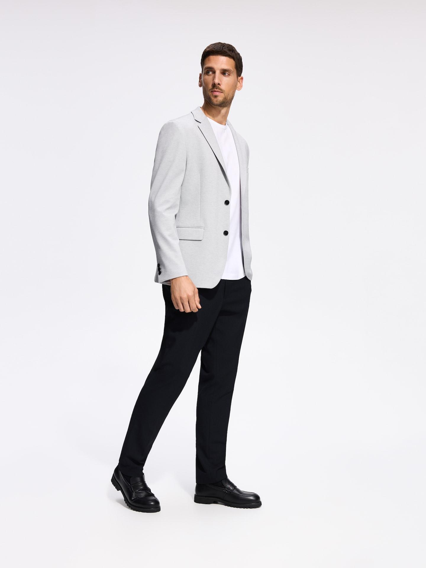Grey Slim Fit Blazer, Light grey, medium