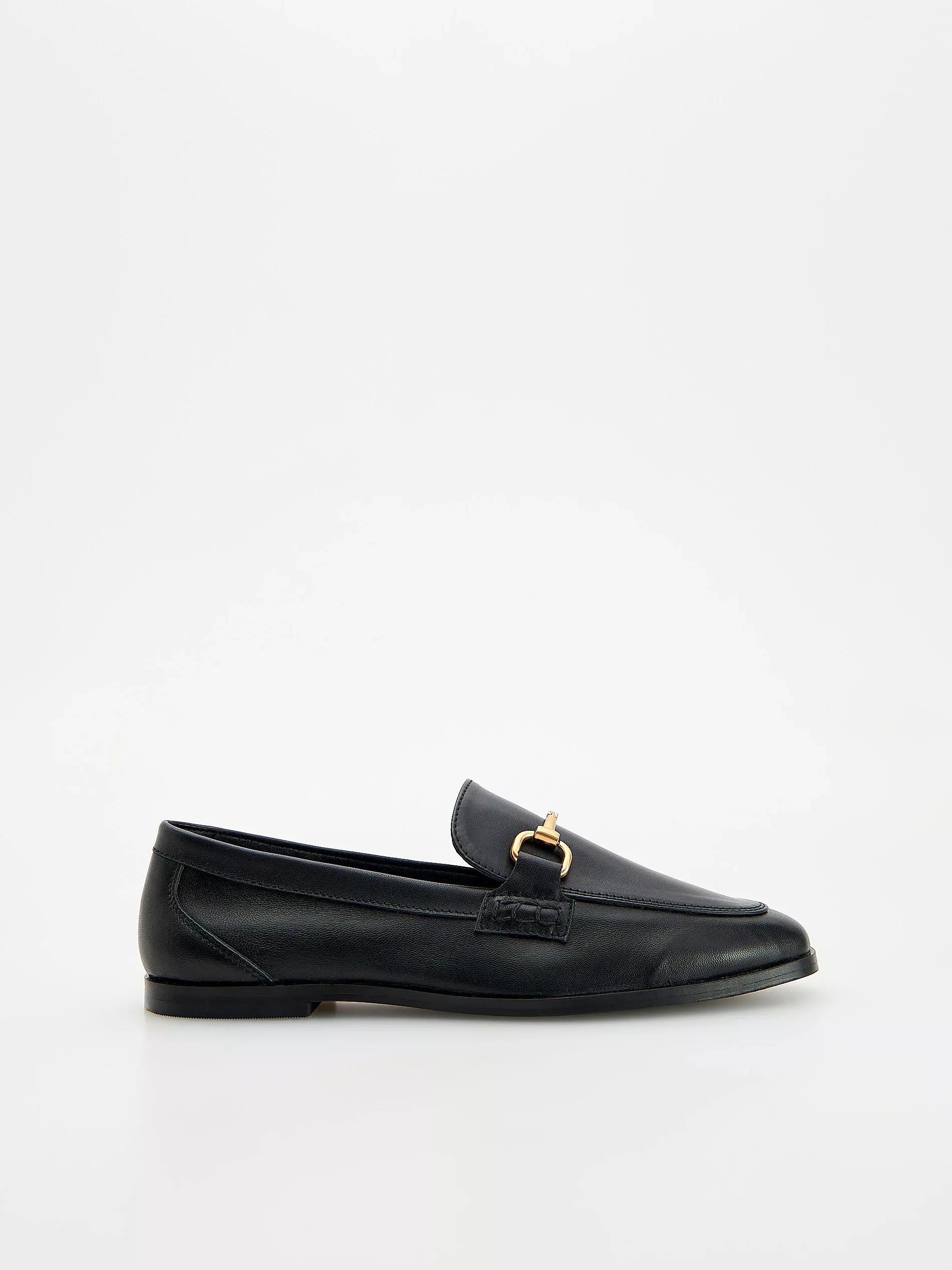 Black Leather Loafers, , large image number 0