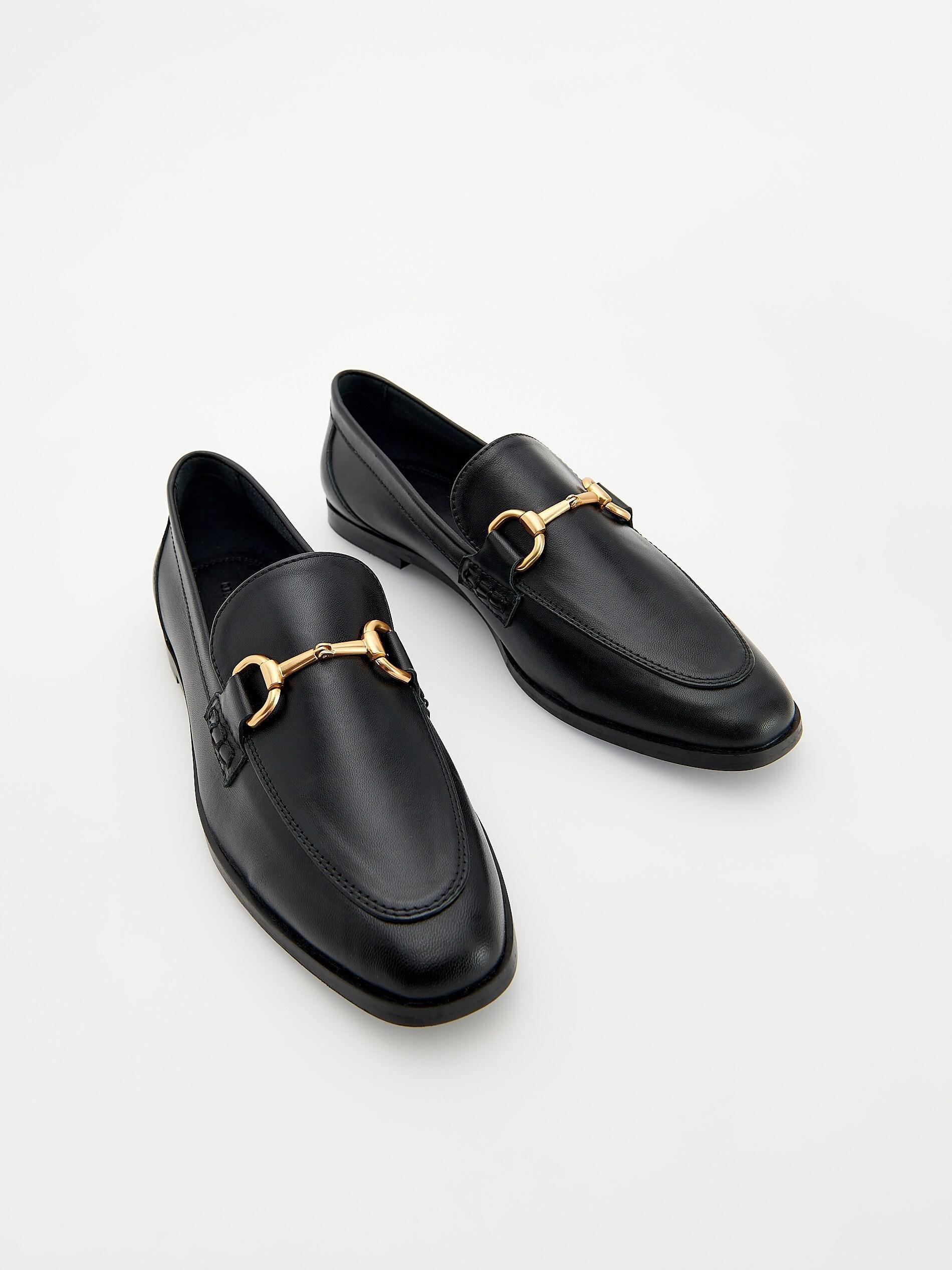 Black Leather Loafers, Black, large image number 5