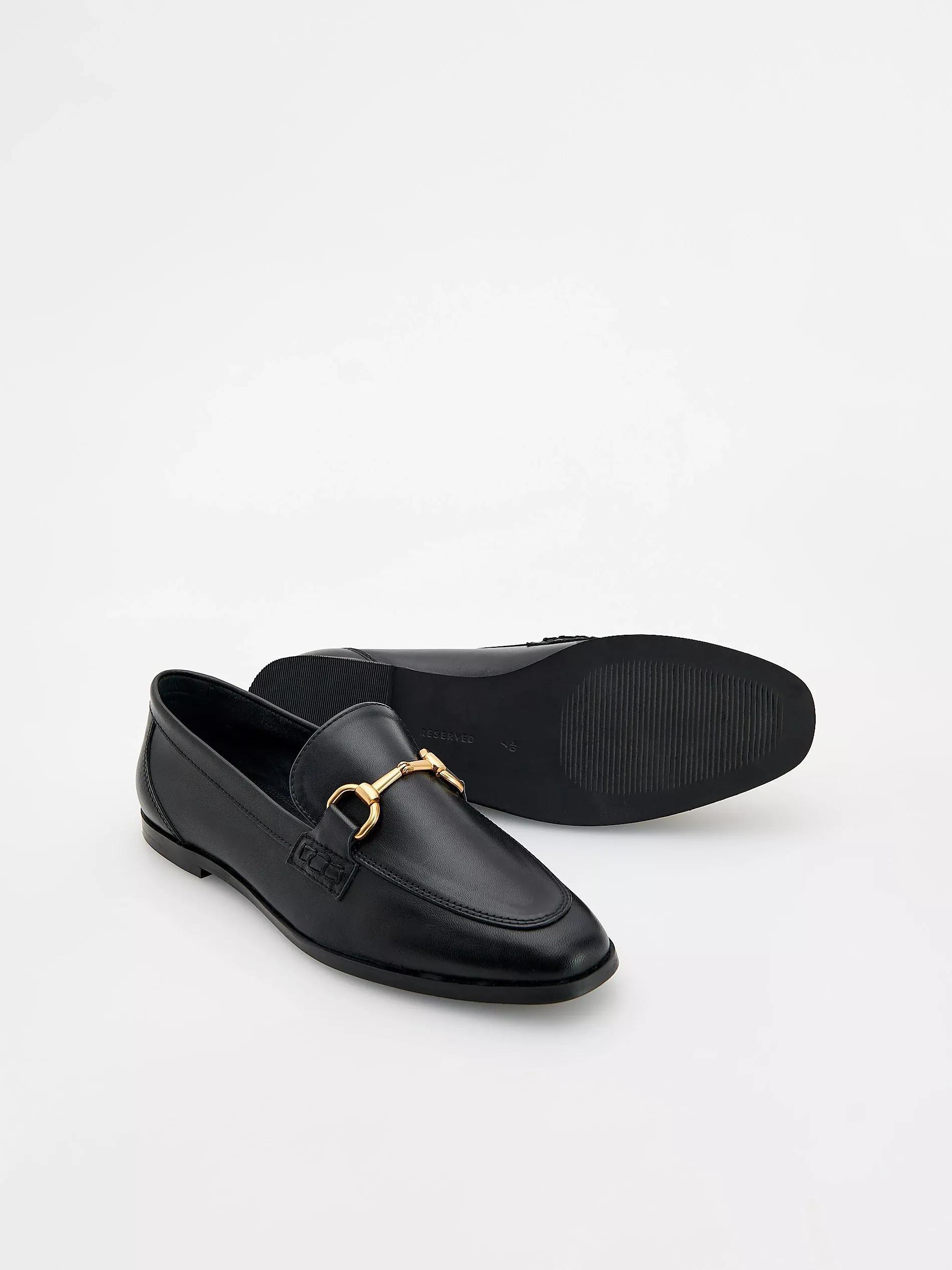Black Leather Loafers, Black, large image number 6