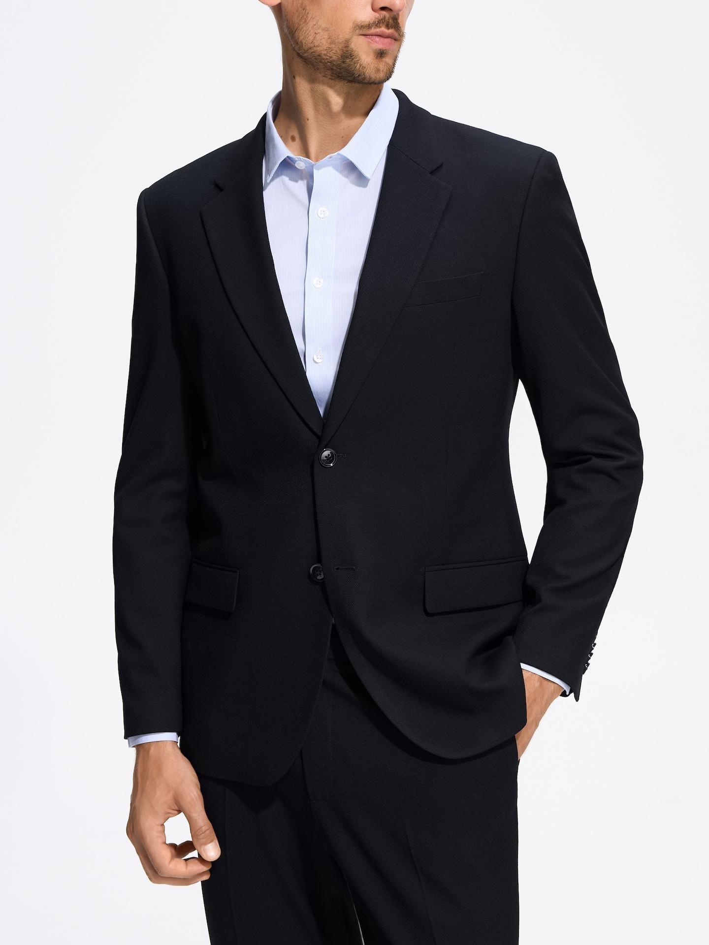 Navy Slim Fit Blazer With Viscose Blend, Navy, medium