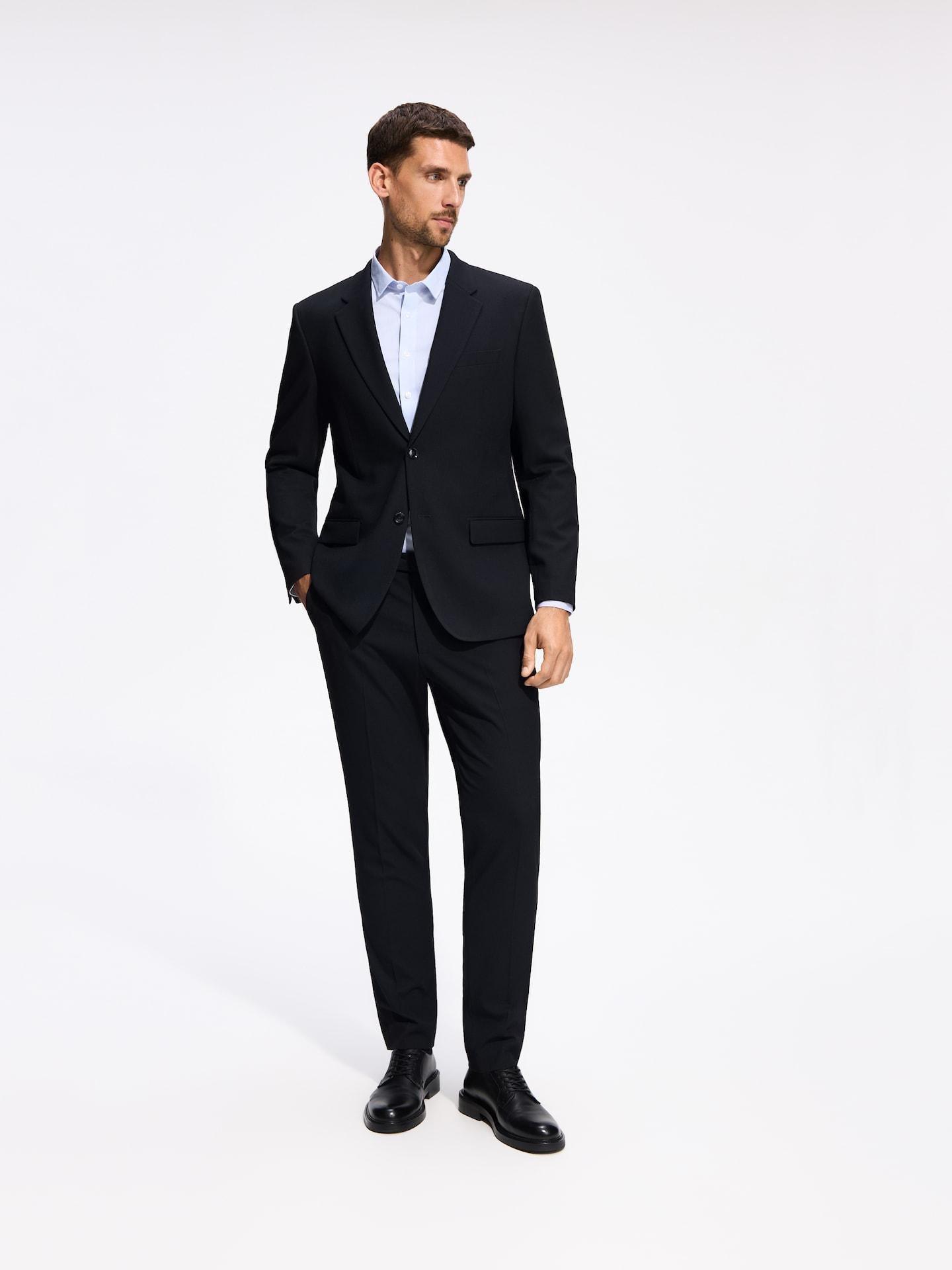 Navy Slim Fit Blazer With Viscose Blend, Navy, medium