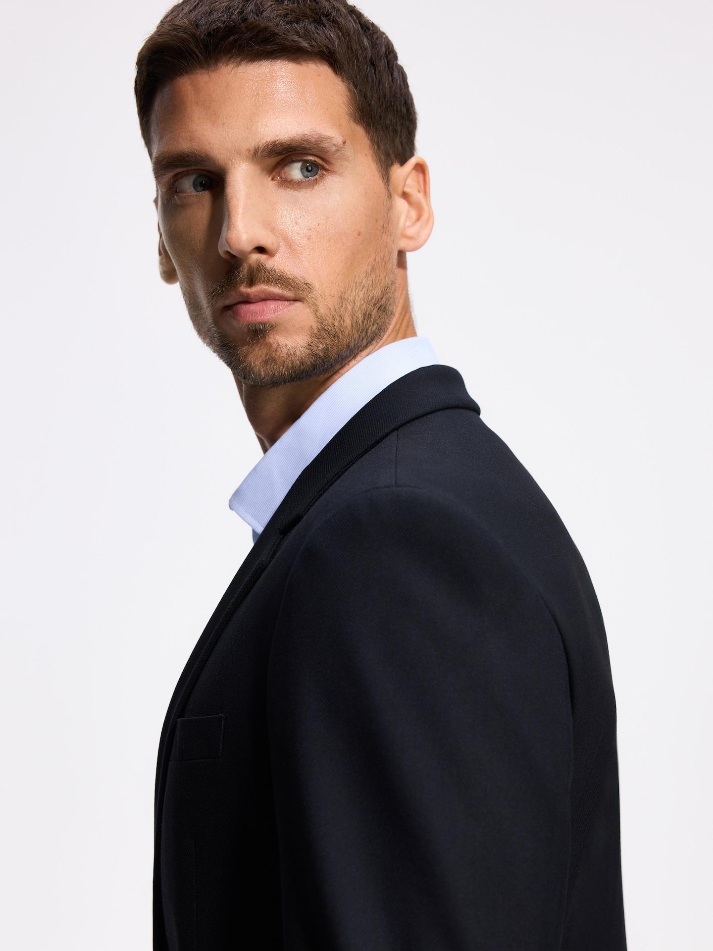Navy Slim Fit Blazer With Viscose Blend, Navy, medium
