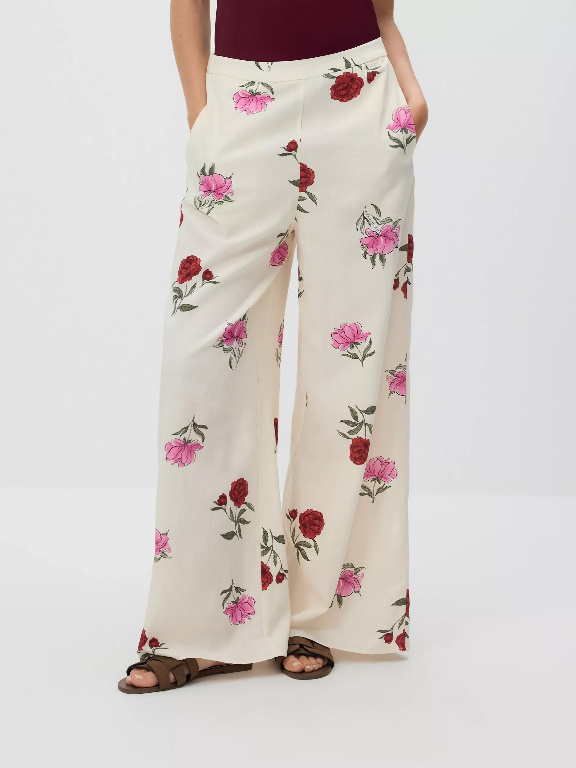MULTICOLOR Wide leg trousers in floral print, Multicolor, medium