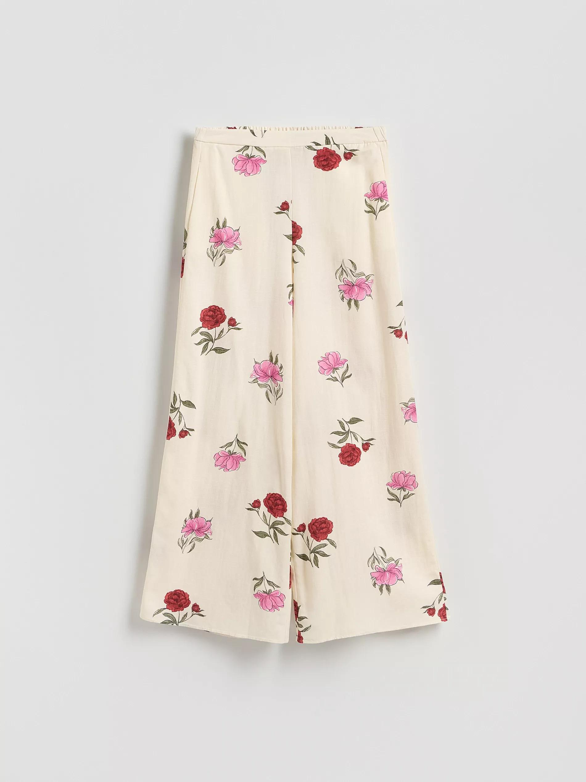 MULTICOLOR Wide leg trousers in floral print, Multicolor, large image number 3