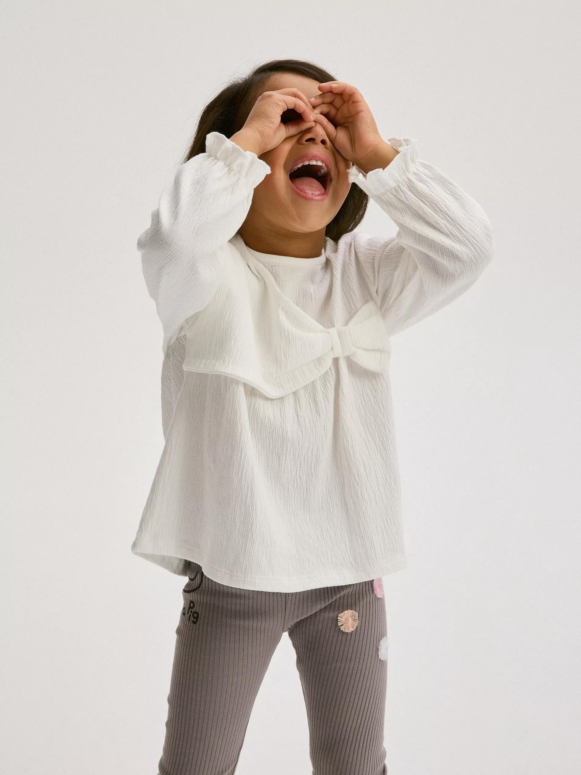 Cream Cotton Blouse With High Collar, , large image number 3