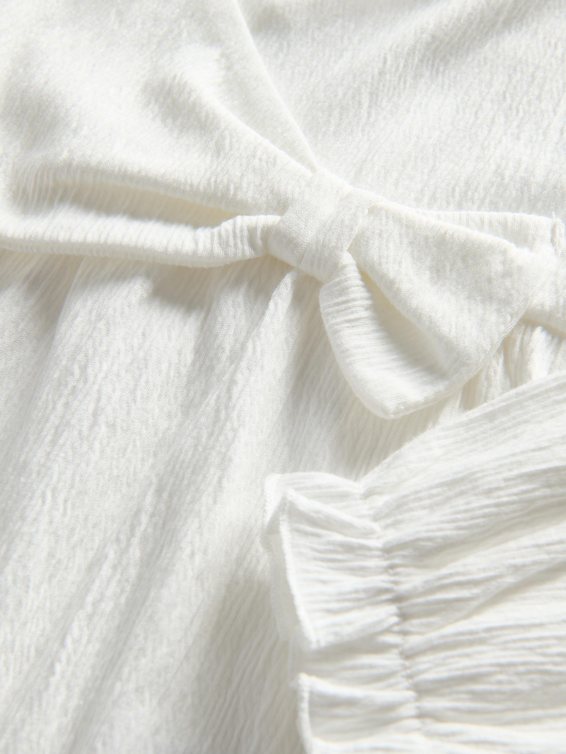 Cream Cotton Blouse With High Collar, , large image number 4