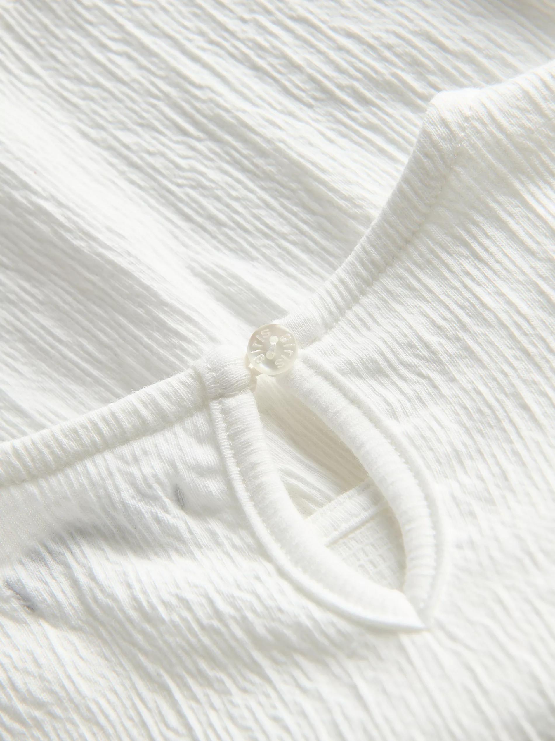 Cream Cotton Blouse With High Collar, , large image number 5