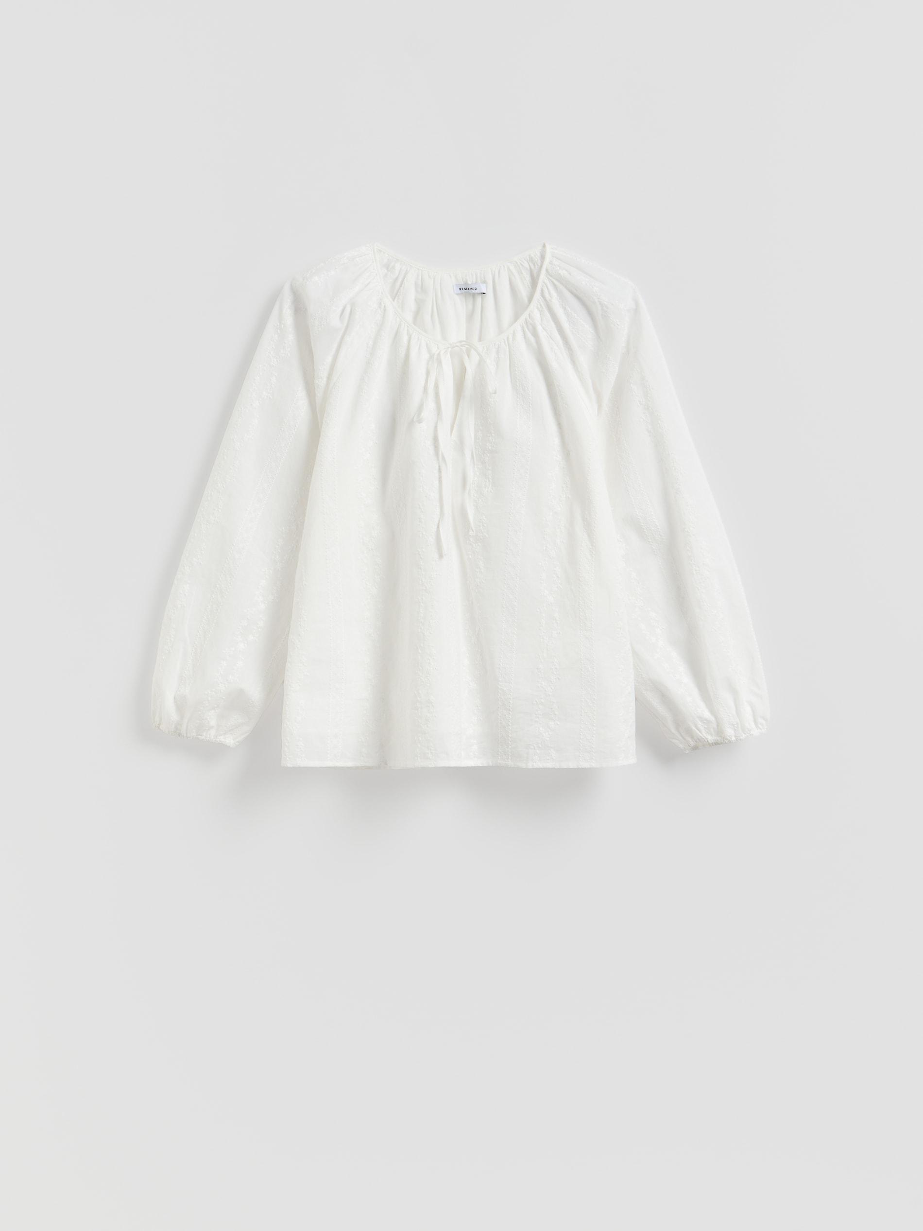 White Blouse With Embroidery Detailing, White, large image number 3