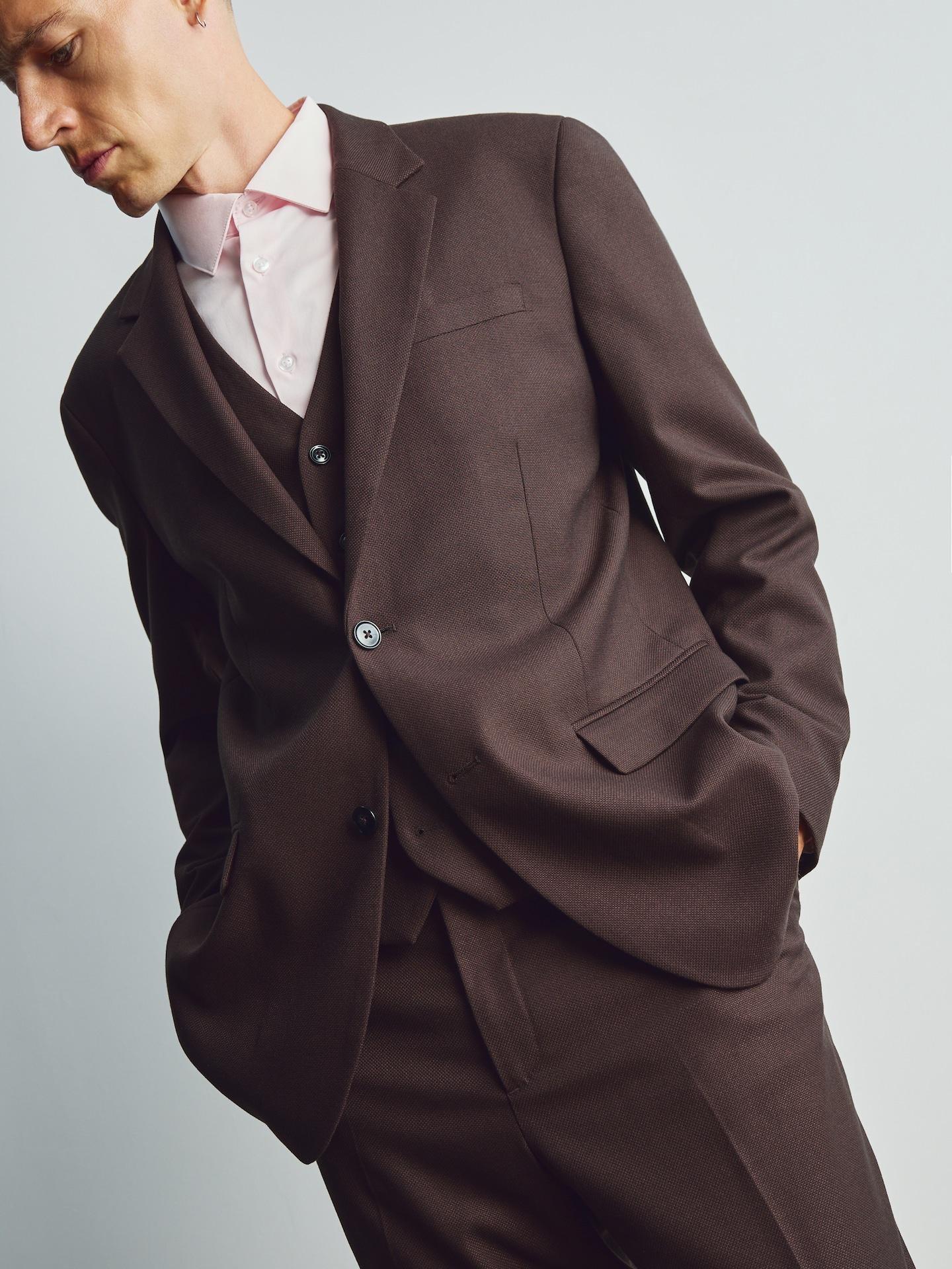 Brown Slim Fit Blazer With Viscose, Brown, large image number 0