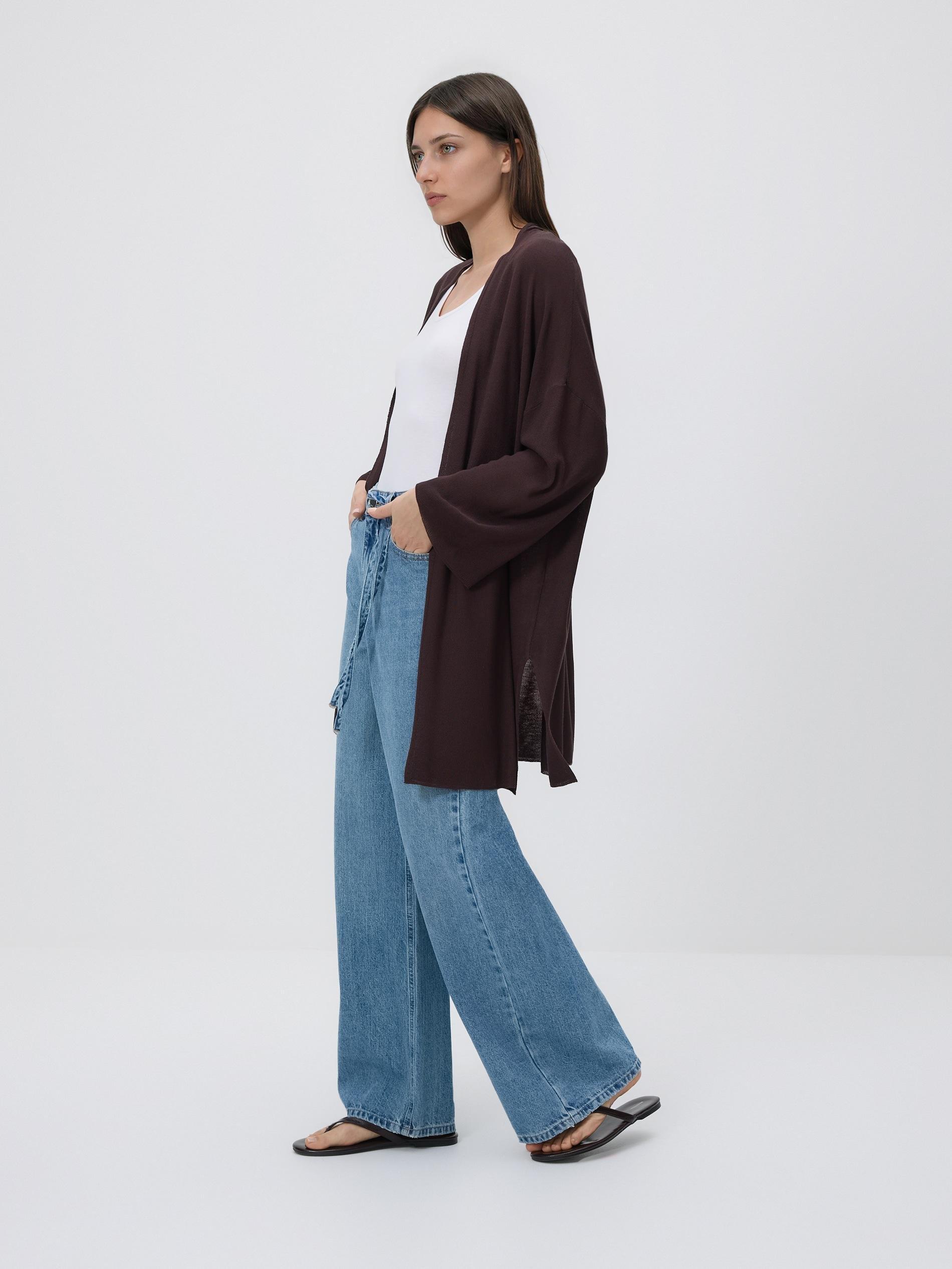Brown Longline Cardigan, Brown, large image number 1