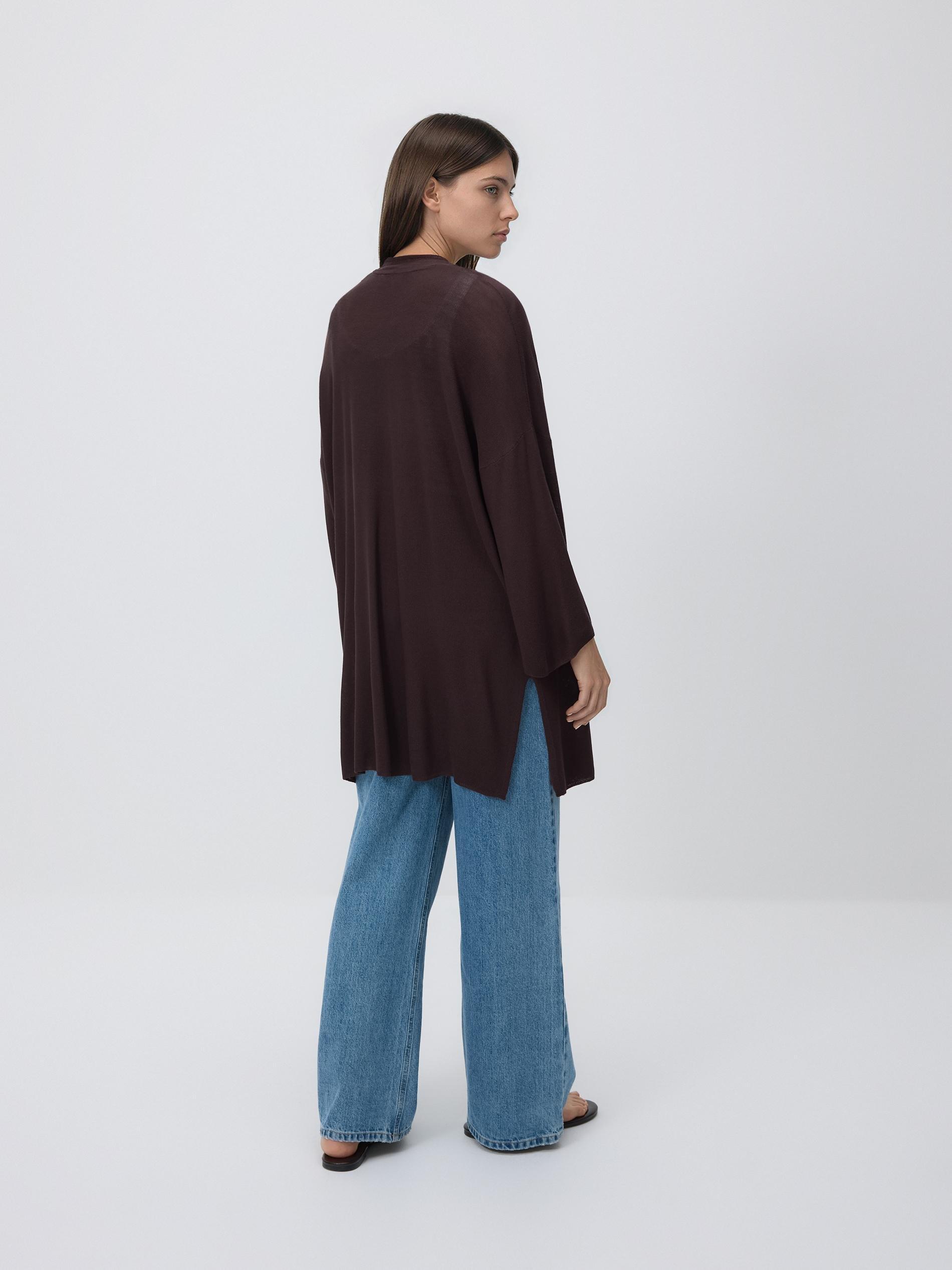 Brown Longline Cardigan, Brown, large image number 2