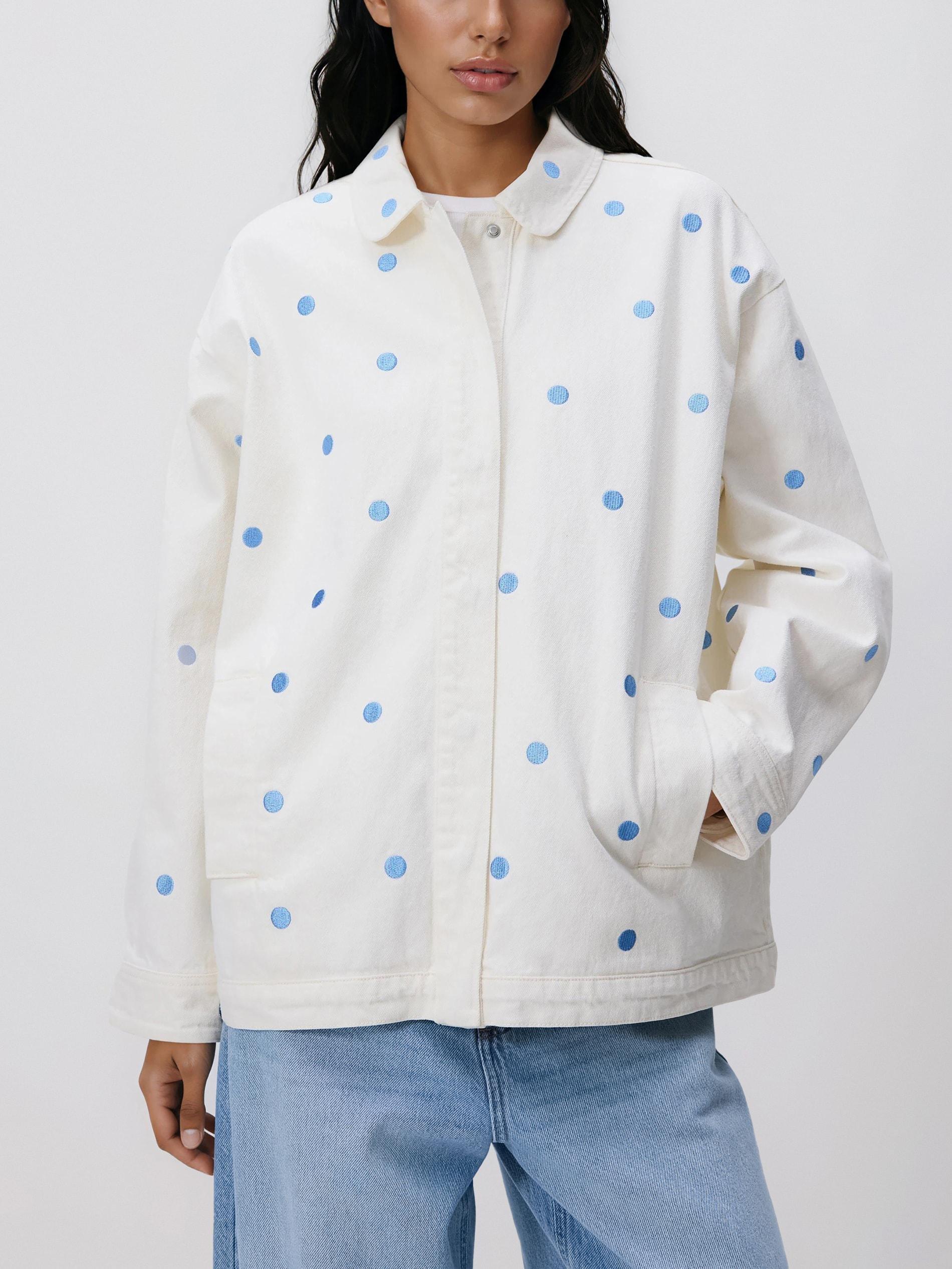 Cream Denim Jacket, Ivory, medium