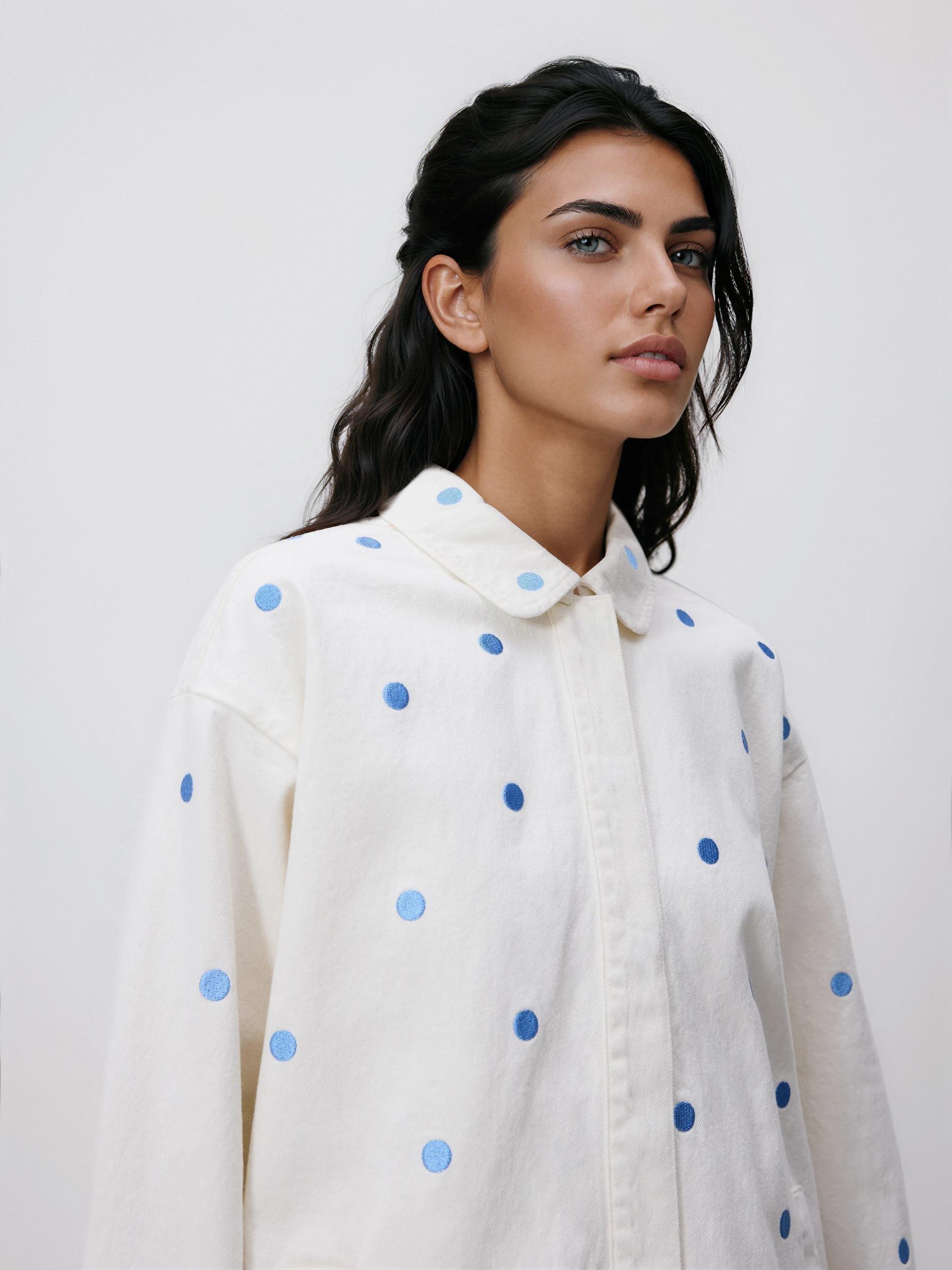 Cream Denim Jacket, Ivory, large image number 2