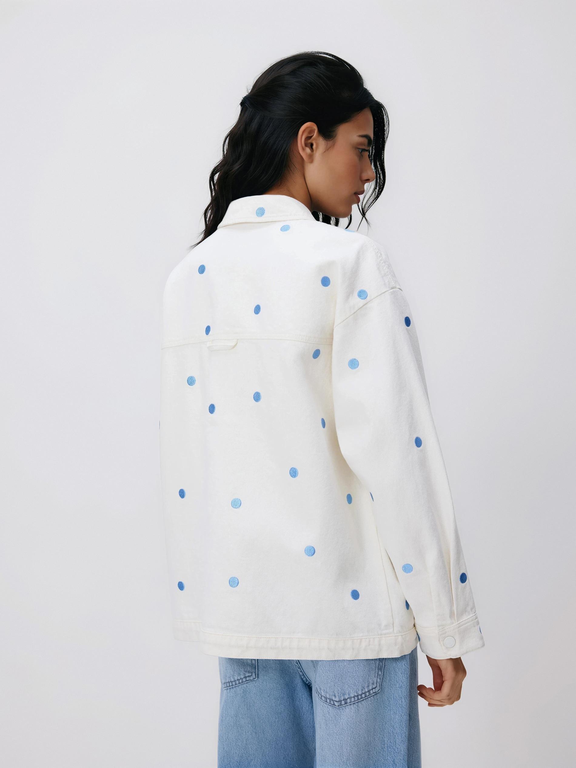Cream Denim Jacket, Ivory, large image number 3