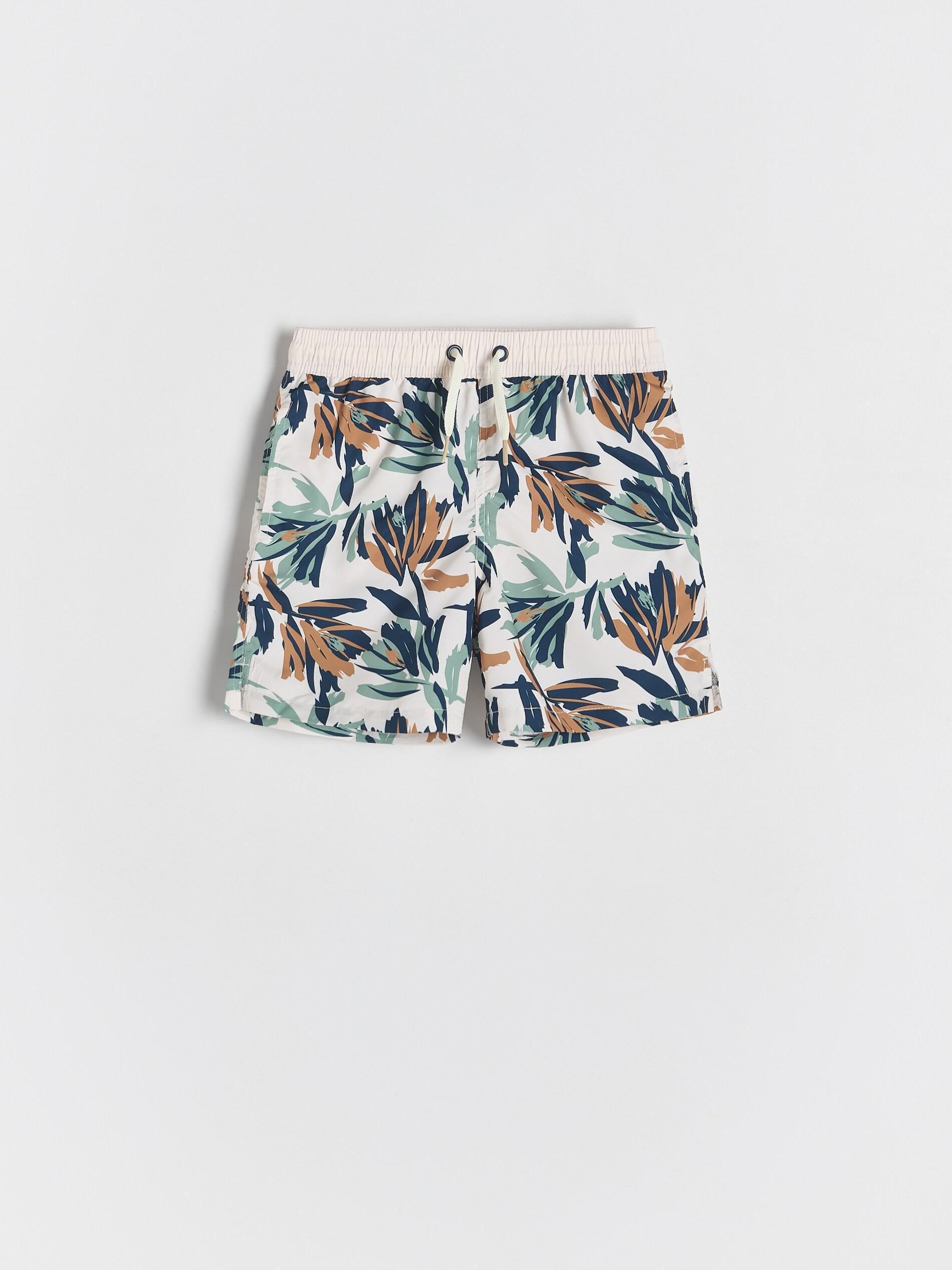 Cream Printed Swim Shorts, Ivory, large image number 3