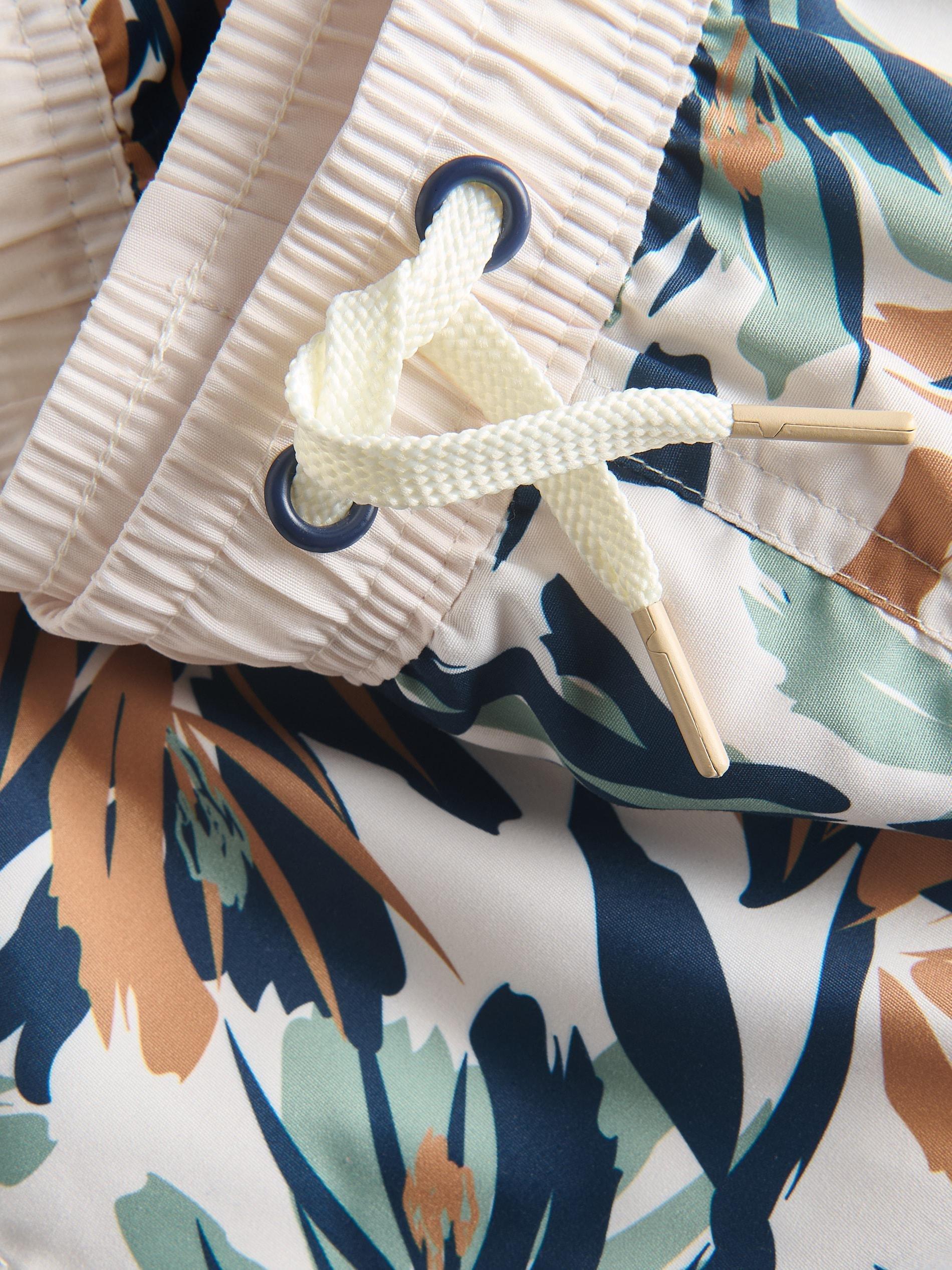 Cream Printed Swim Shorts, Ivory, large image number 4