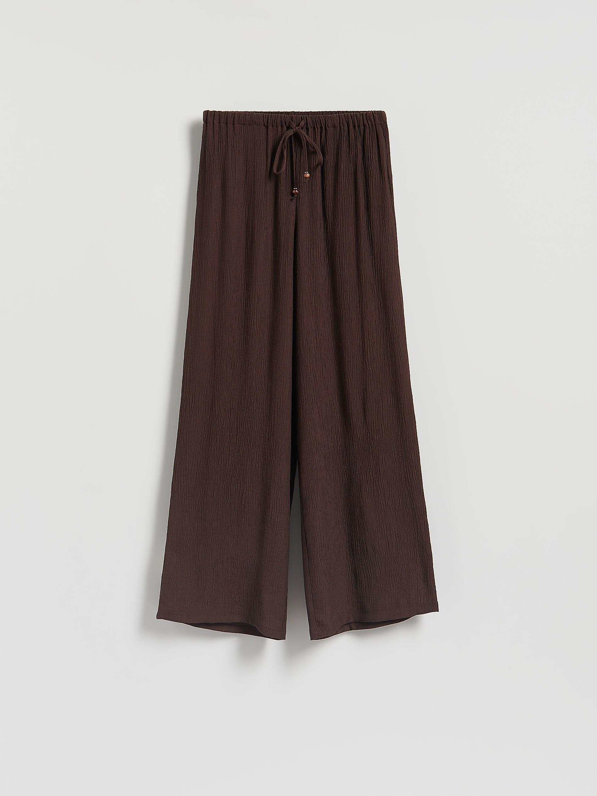 Brown Loose Trousers With Viscose, Brown, medium