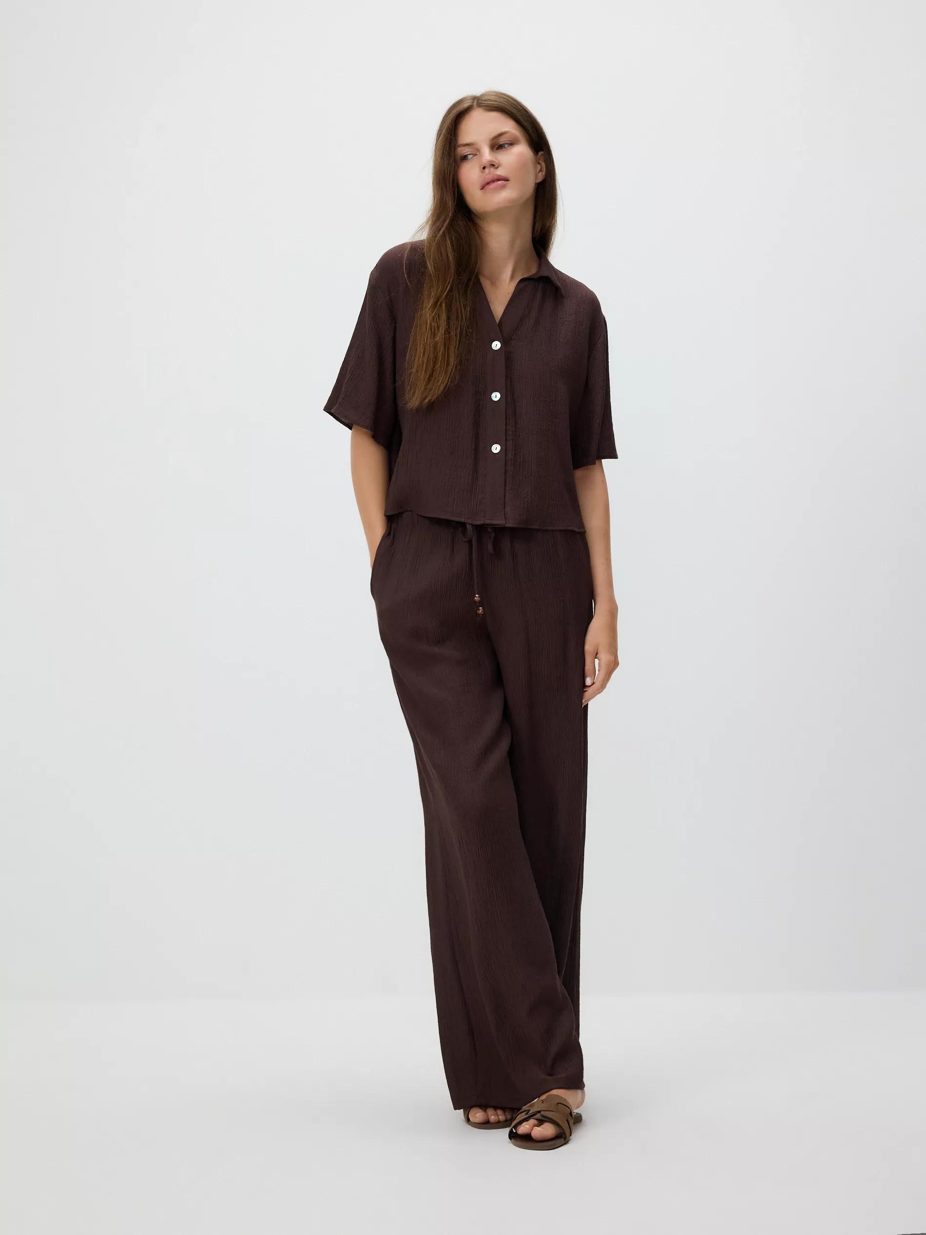 Brown Loose Trousers With Viscose, , large image number 1