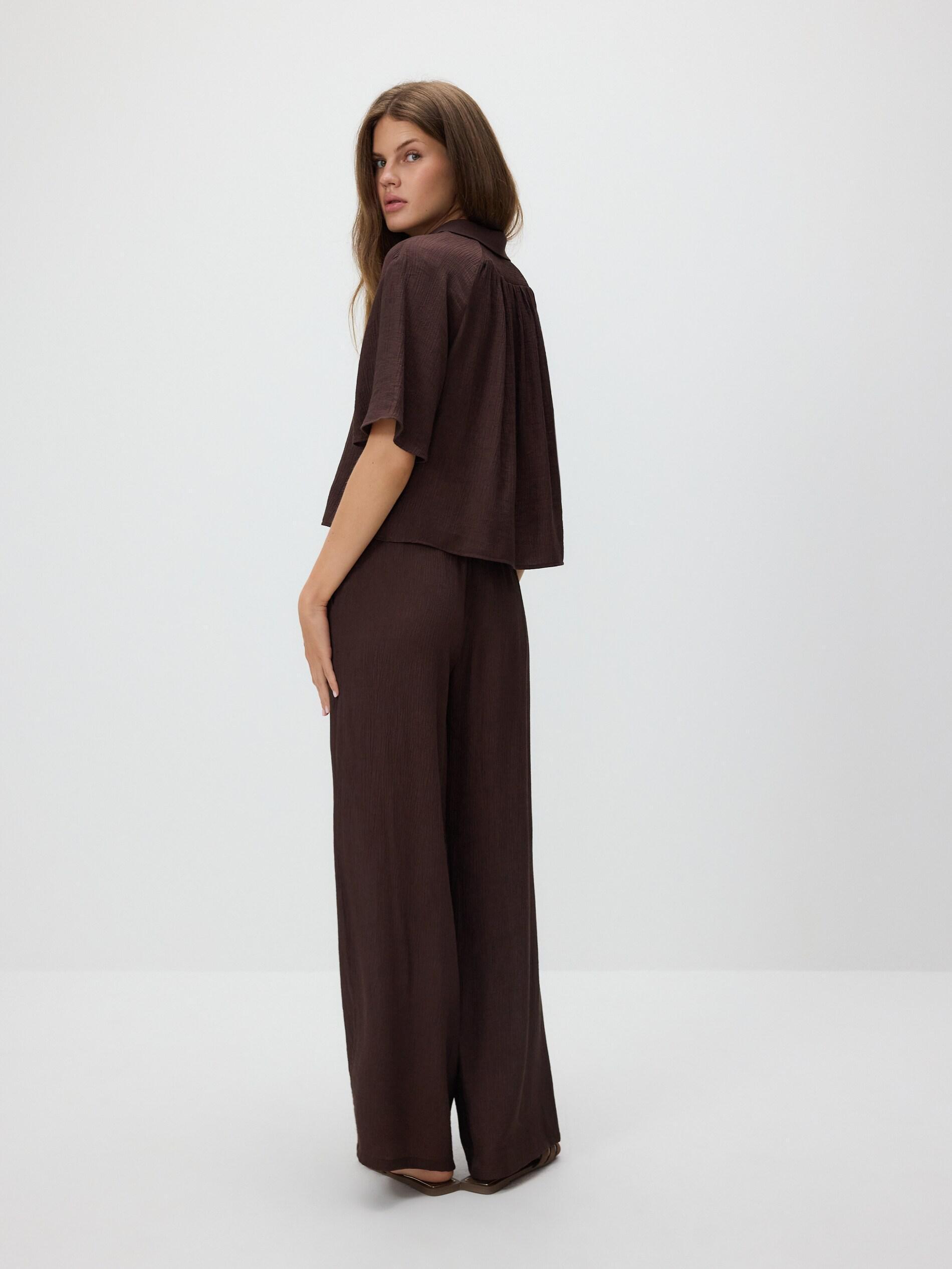 Brown Loose Trousers With Viscose, Brown, medium