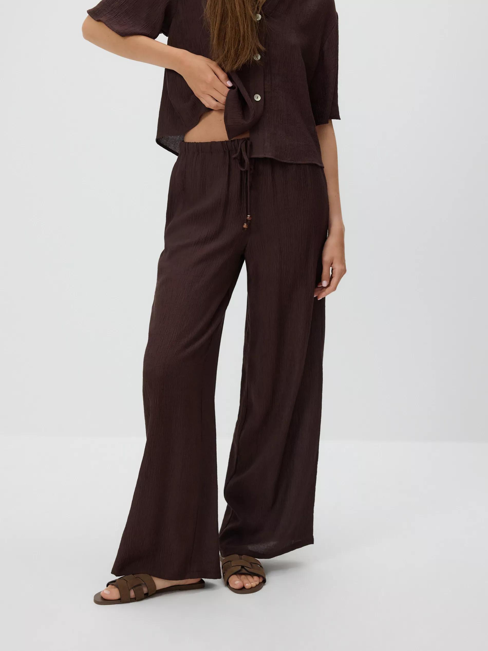 Brown Loose Trousers With Viscose, , large image number 3