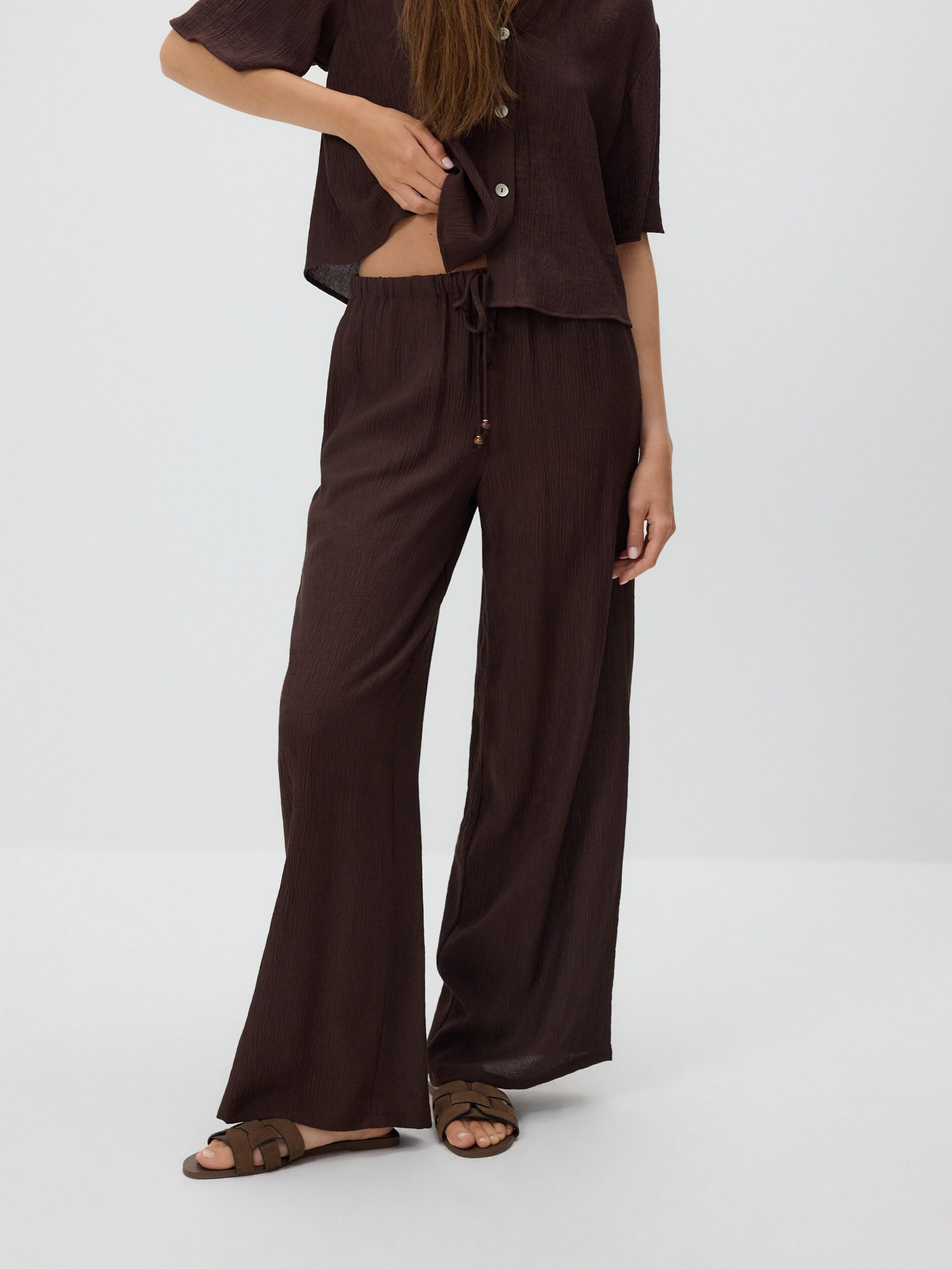 Brown Loose Trousers With Viscose, Brown, large image number 3