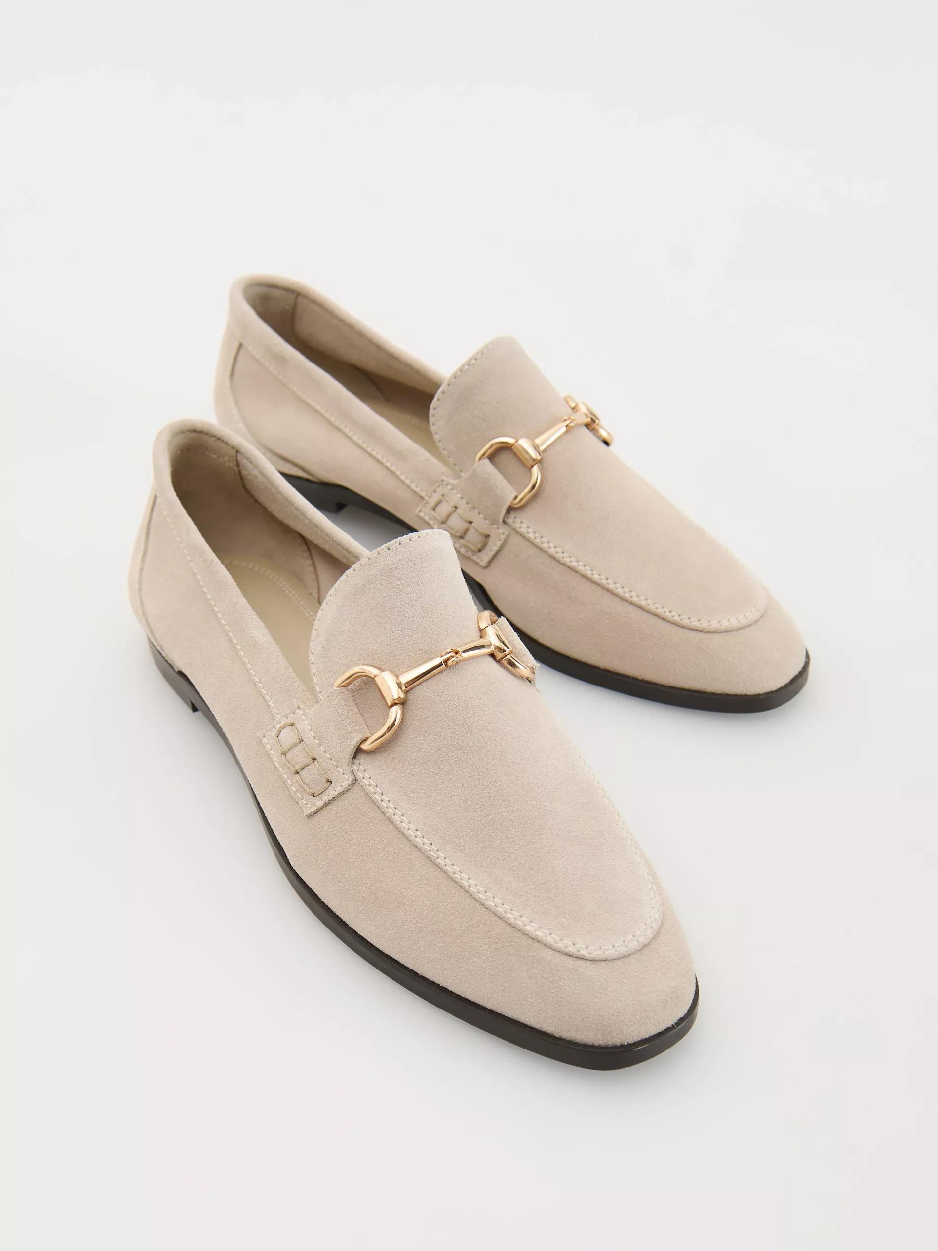 Beige Leather Loafers, , large image number 0