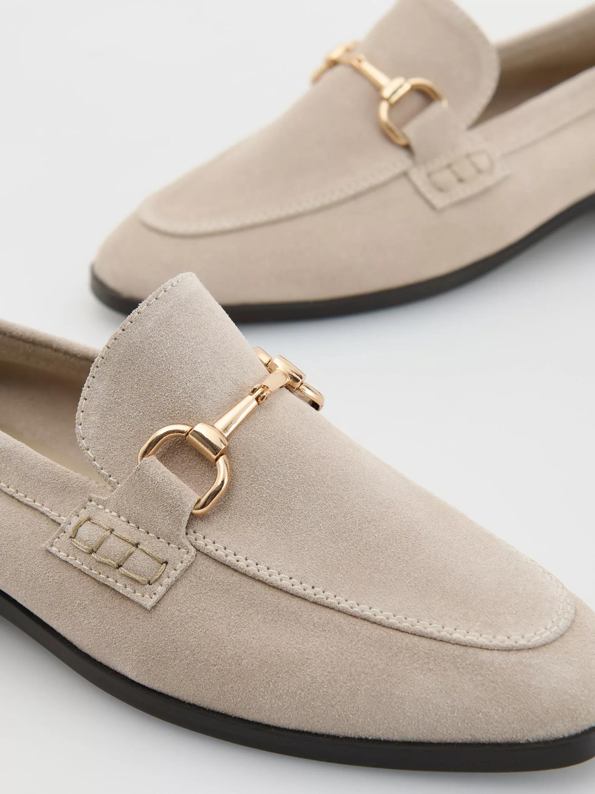 Beige Leather Loafers, , large image number 1
