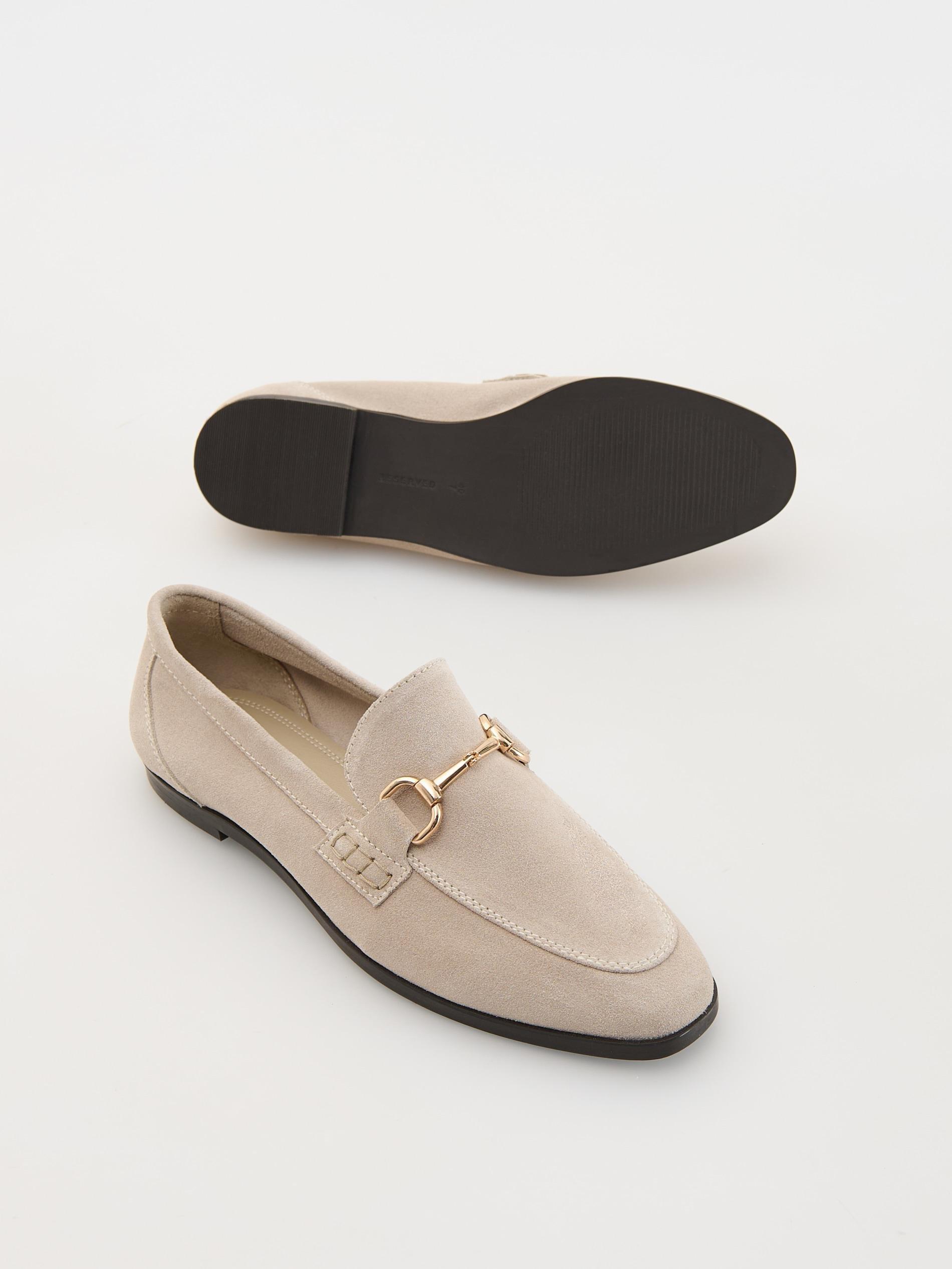 Beige Leather Loafers, , large image number 4