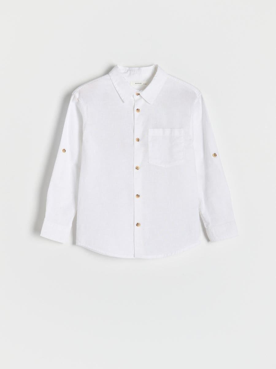White Linen Blend Shirt, , large image number 1