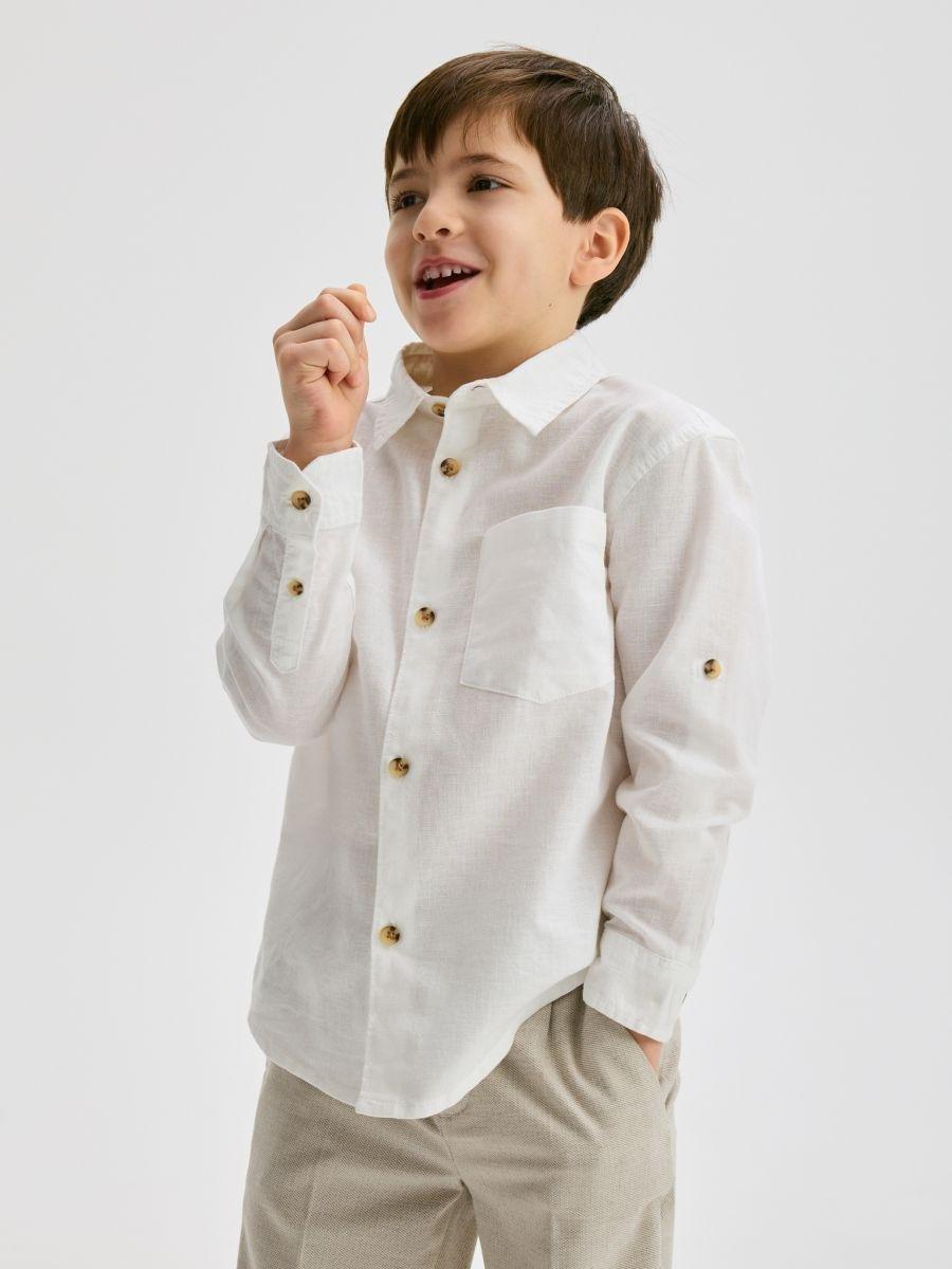 White Linen Blend Shirt, , large image number 2
