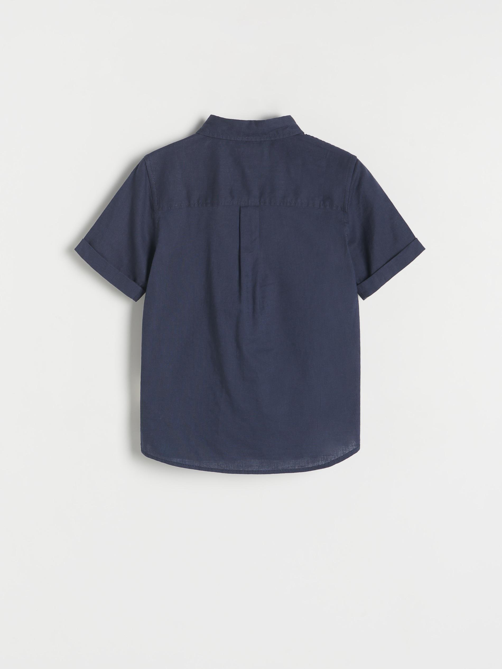 Navy Linen Rich Shirt, Kids Boys, , large image number 2
