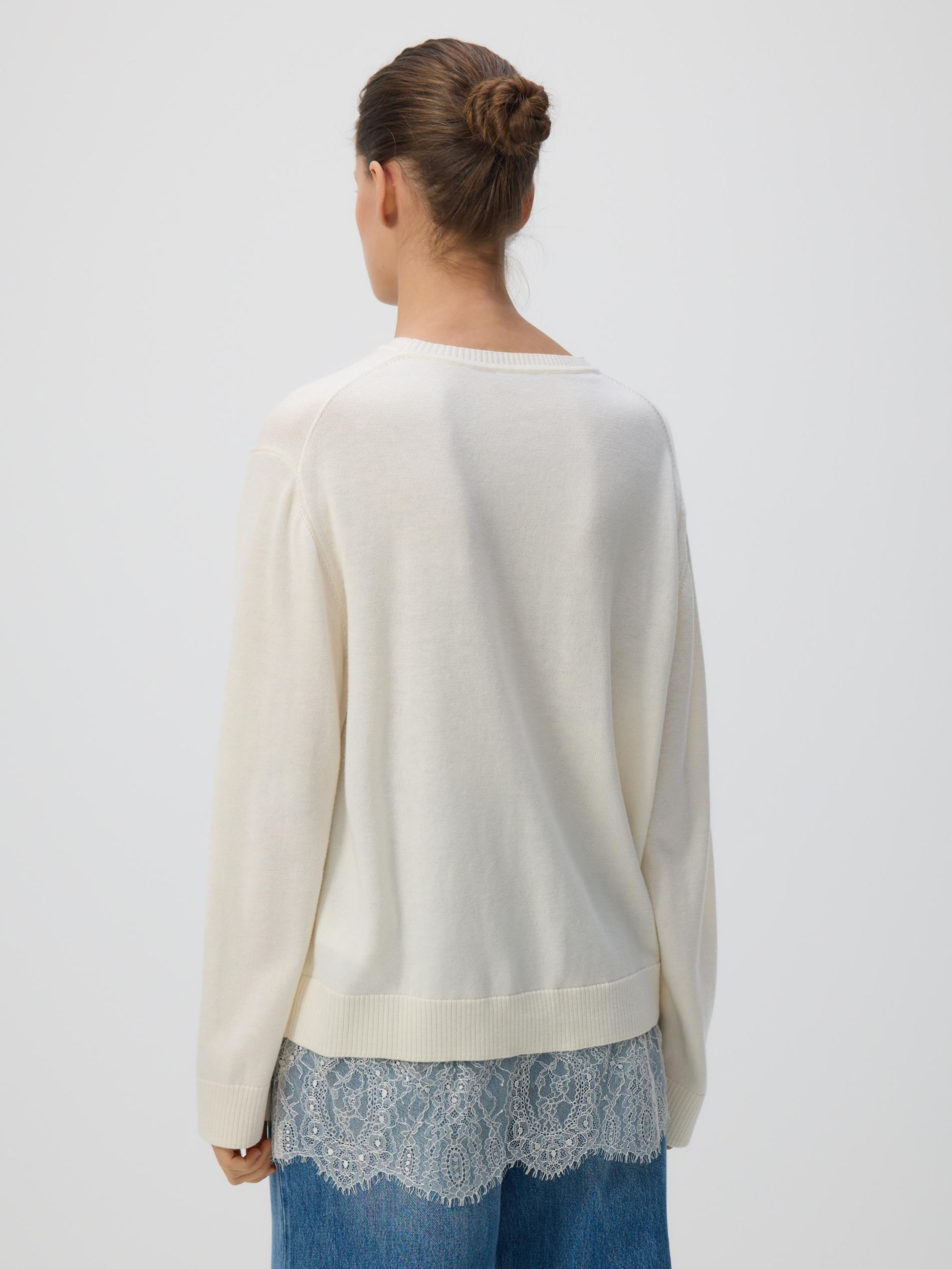 Beige Wool Blend Jumper, Ivory, medium