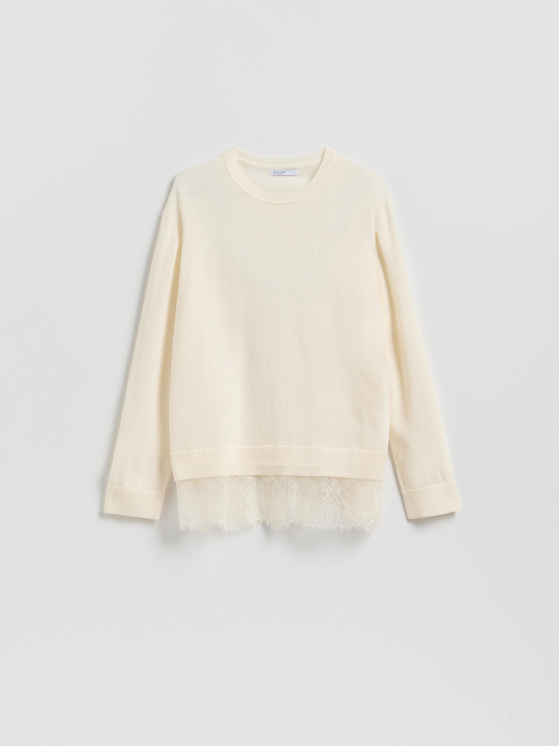 Beige Wool Blend Jumper, Ivory, large image number 3