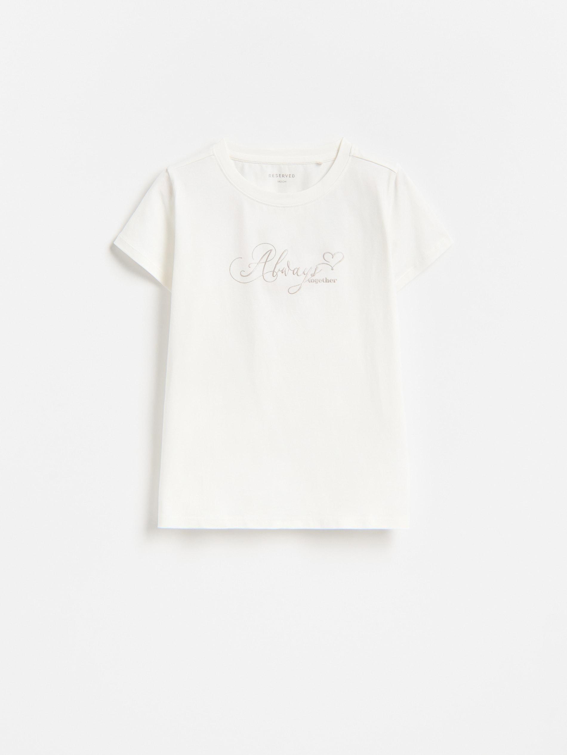 Cream T-Shirt With Embroidered Slogan, Ivory, medium