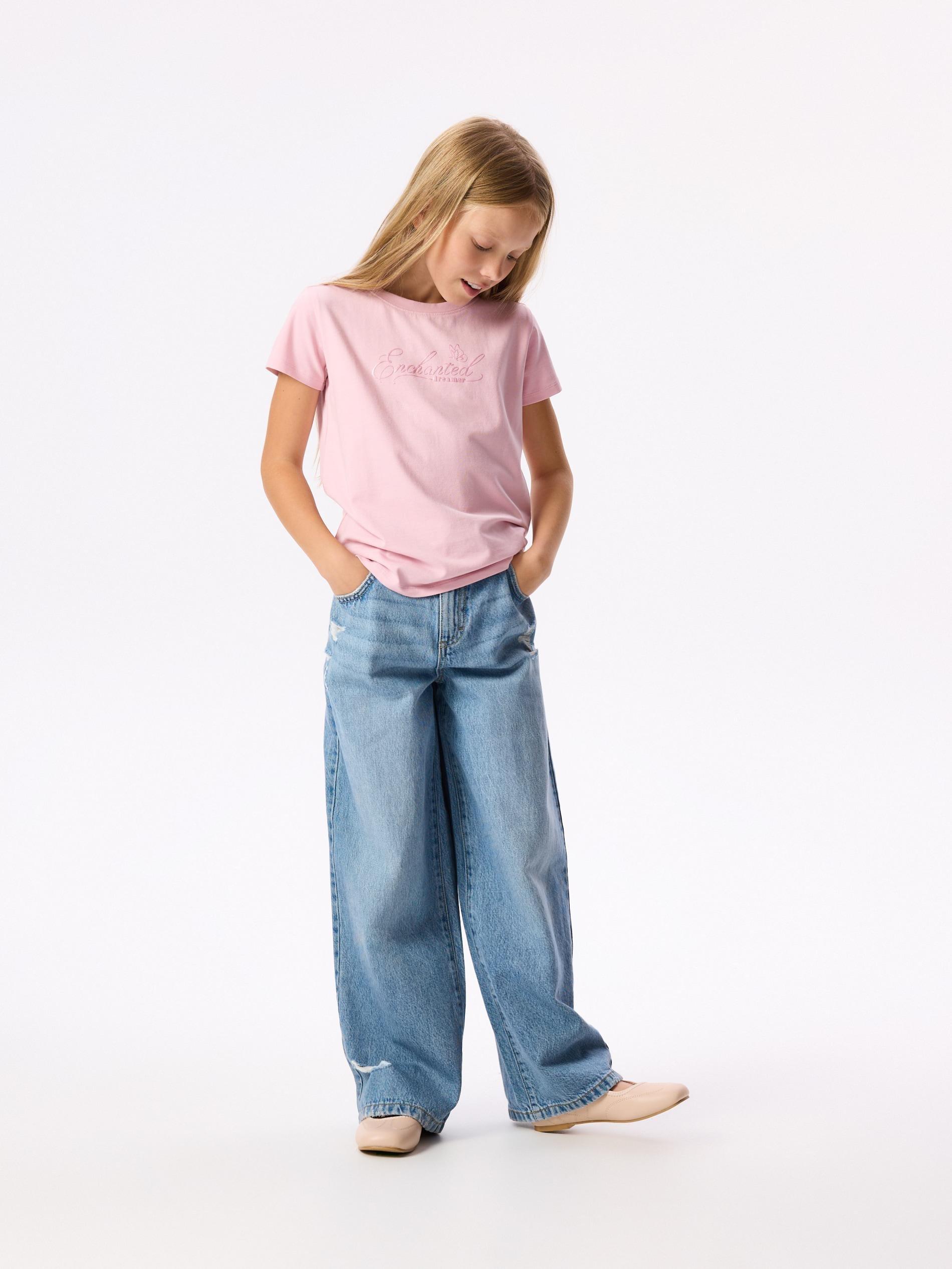 Pink T-Shirt With Embroidered Slogan, Pink, large image number 2