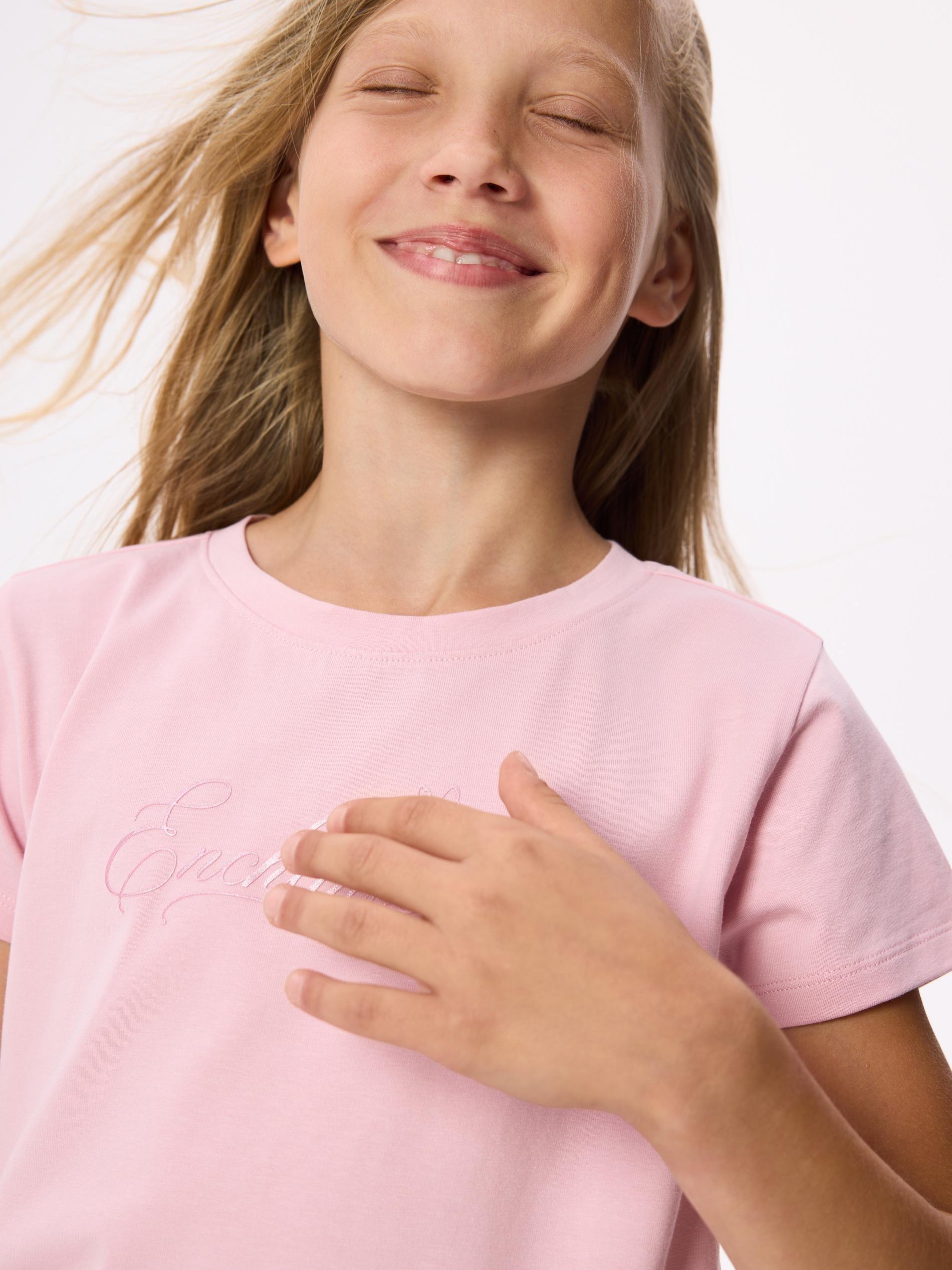 Pink T-Shirt With Embroidered Slogan, Pink, large image number 4