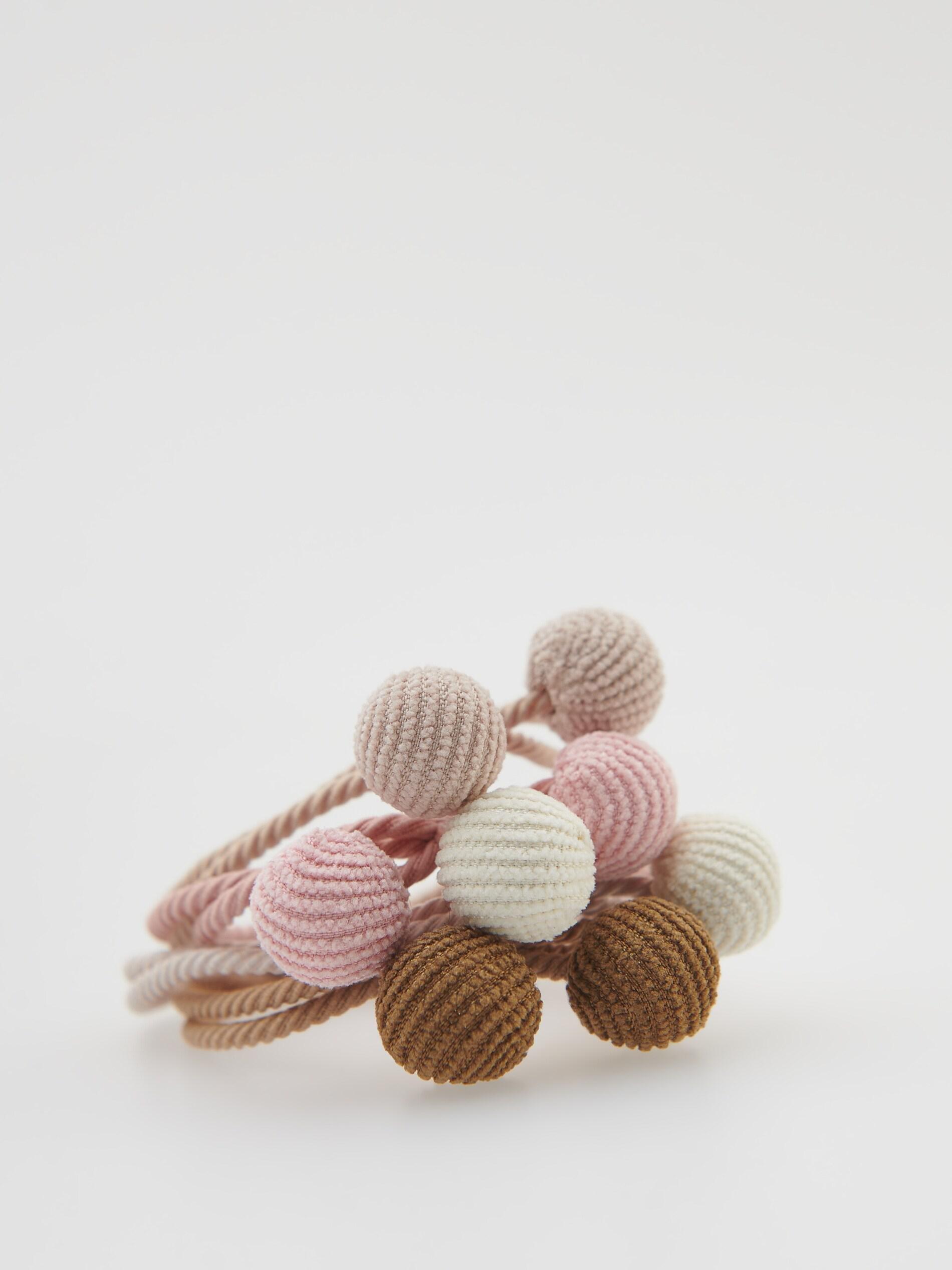 Multicolour Pom Poms Hair Ties 4 Pack, , large image number 1