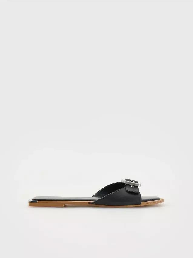 Black Sliders With Decorative Buckle, , large image number 0