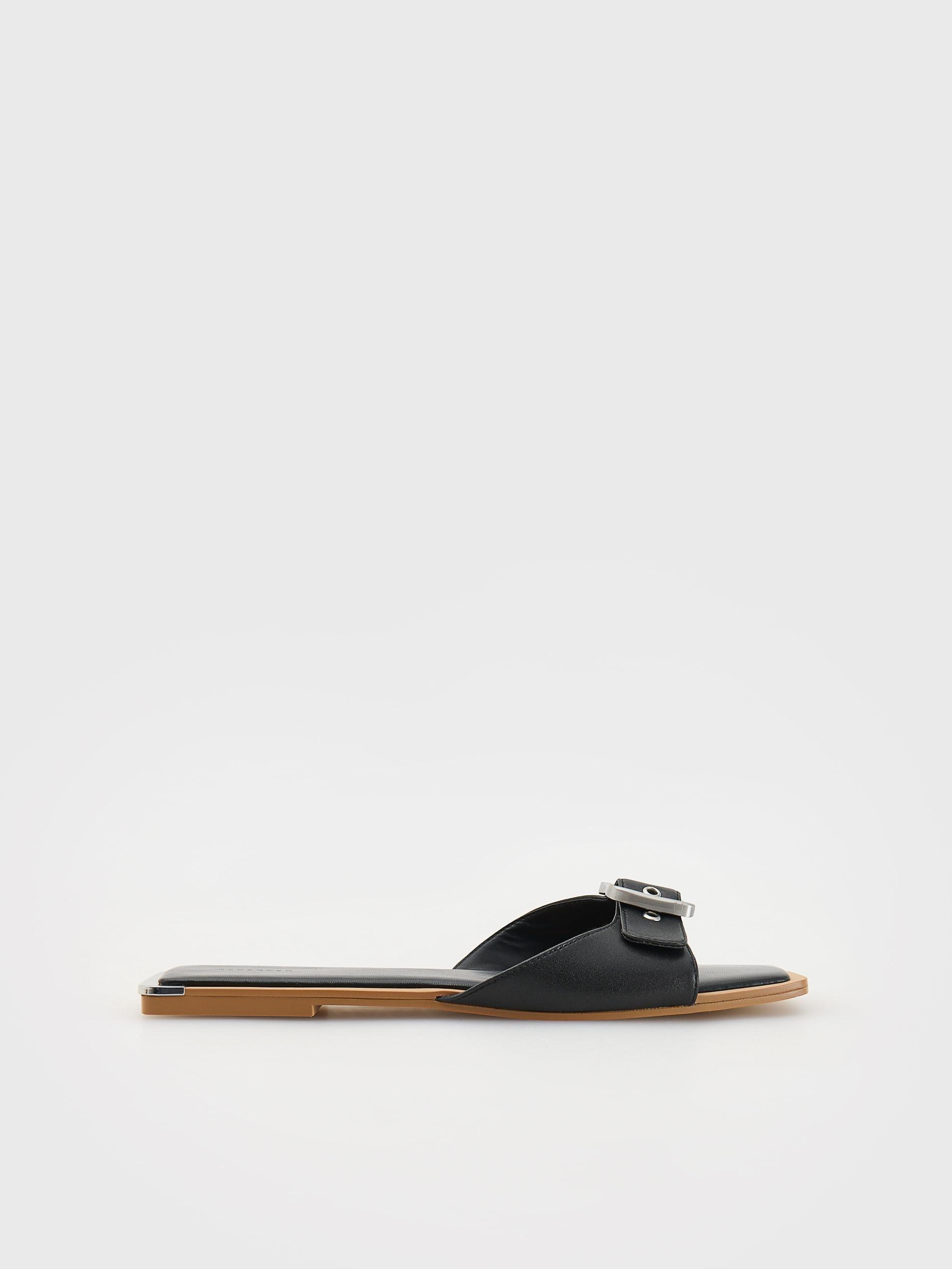 Black Sliders With Decorative Buckle, , large image number 1
