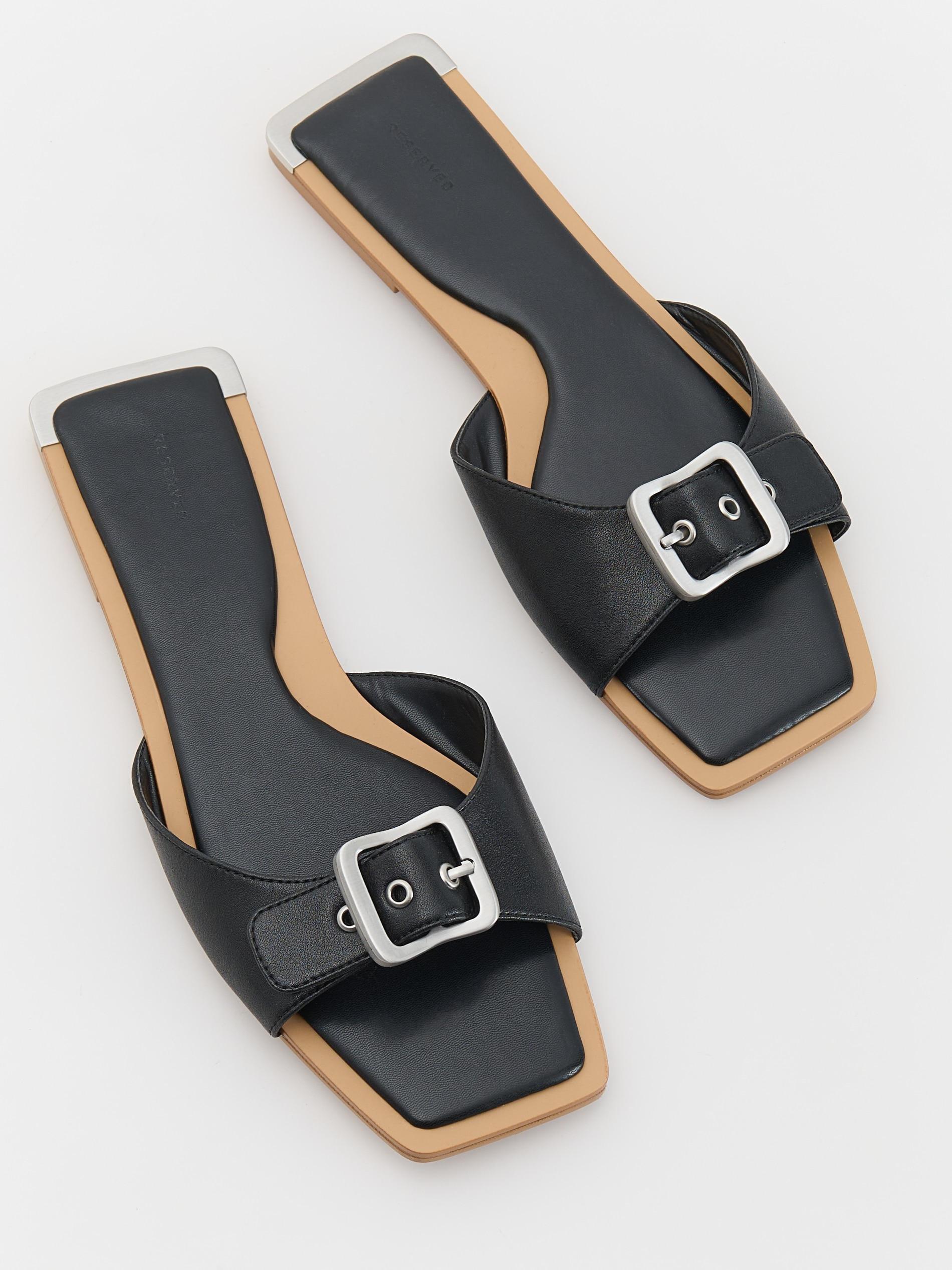 Black Sliders With Decorative Buckle, , large image number 2