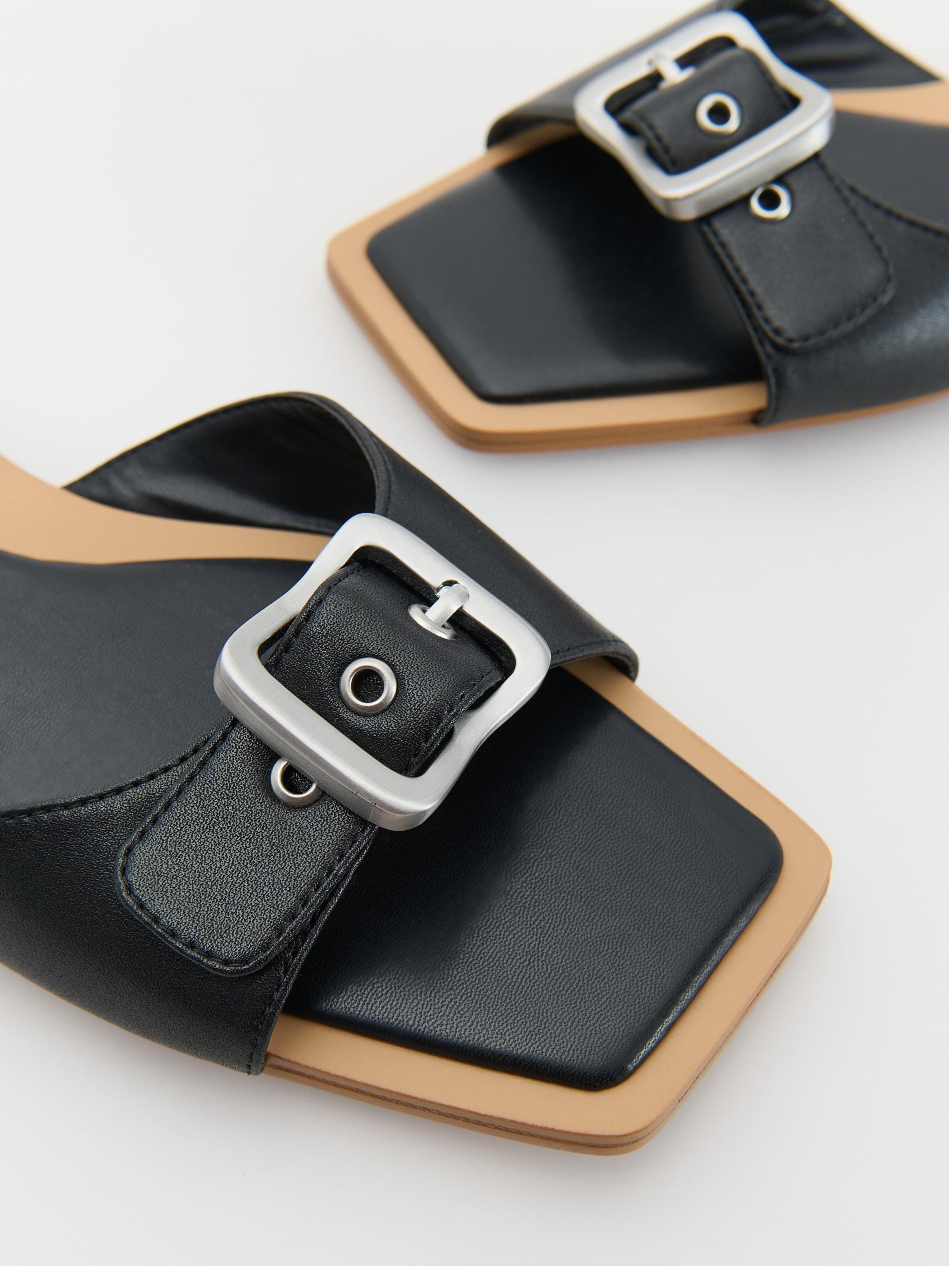 Black Sliders With Decorative Buckle, , large image number 3
