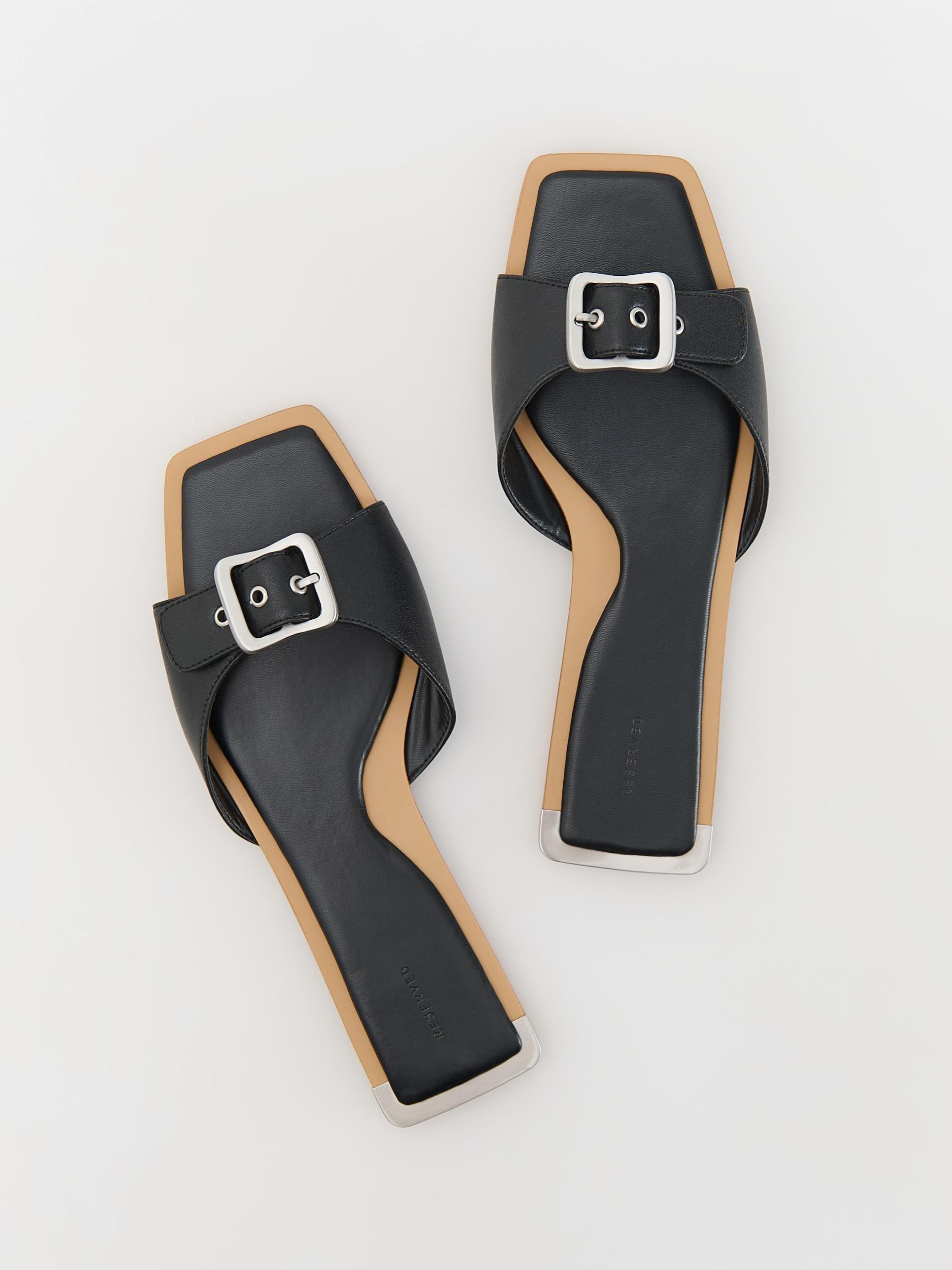 Black Sliders With Decorative Buckle, , large image number 4