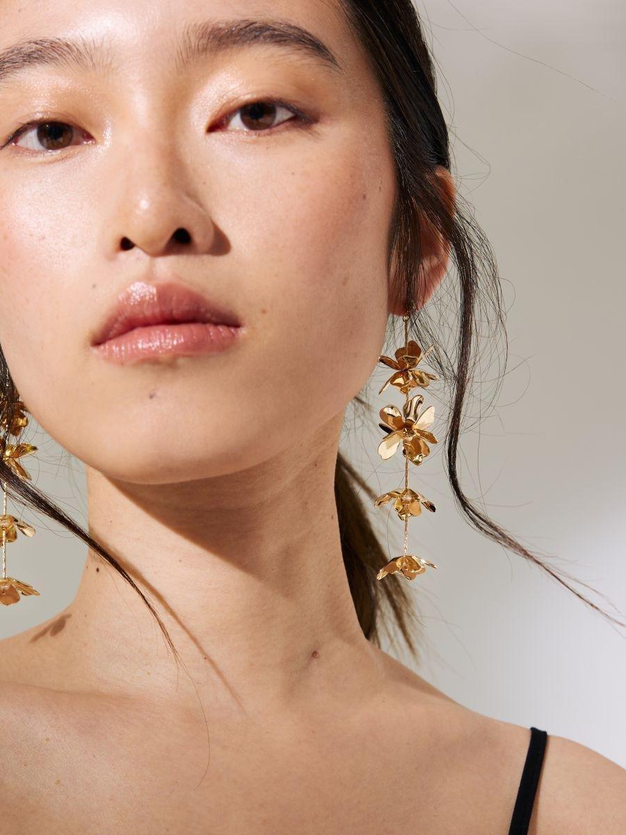 Gold Long Earrings, Golden, large image number 0