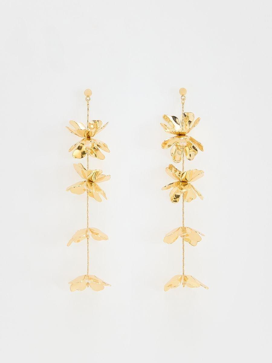 Gold Long Earrings, Golden, large image number 1