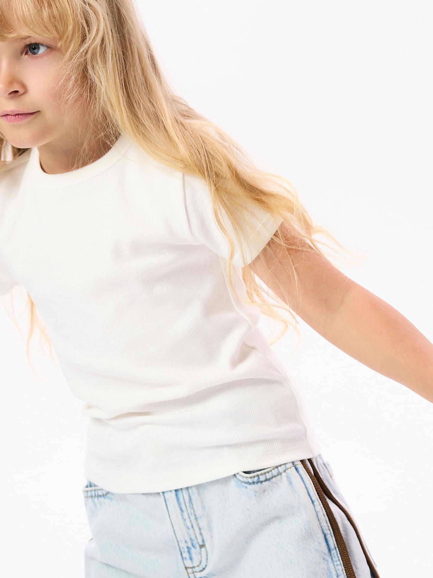 Cream Plain T-Shirt, Ivory, large image number 3